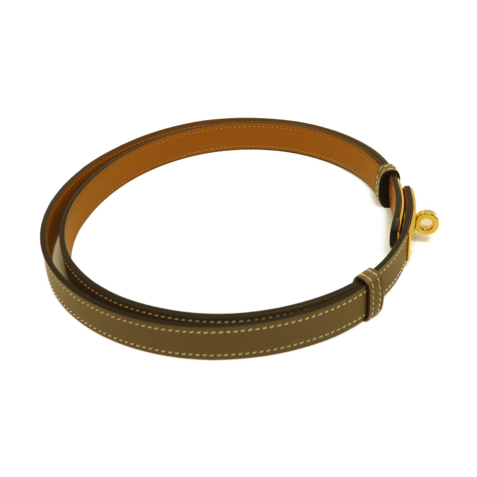 HERMES Epsom皮革Kelly 18 Belt金扣皮帶啡色