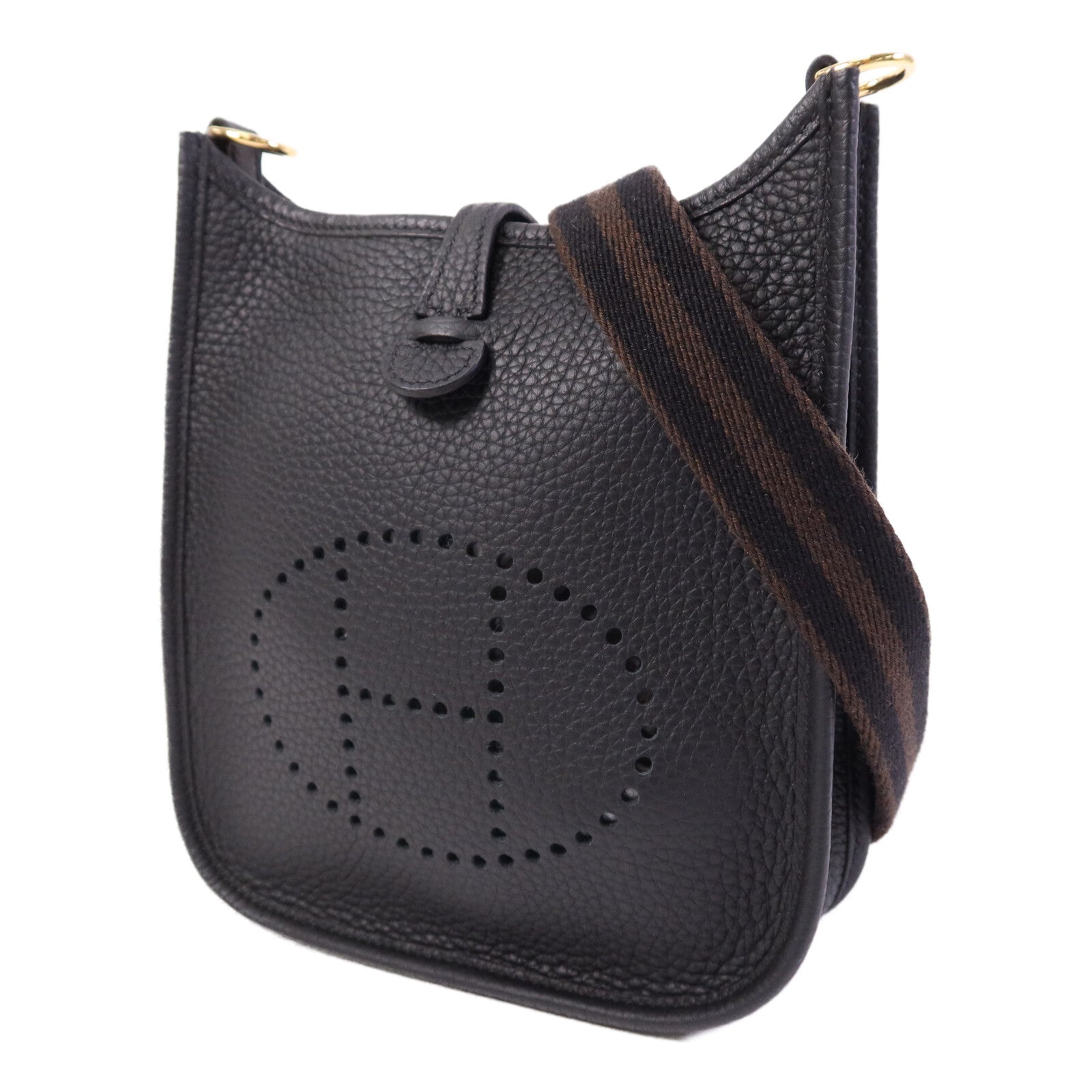 HERMES Clemence皮革Evelyne TPM金扣肩背袋Noir