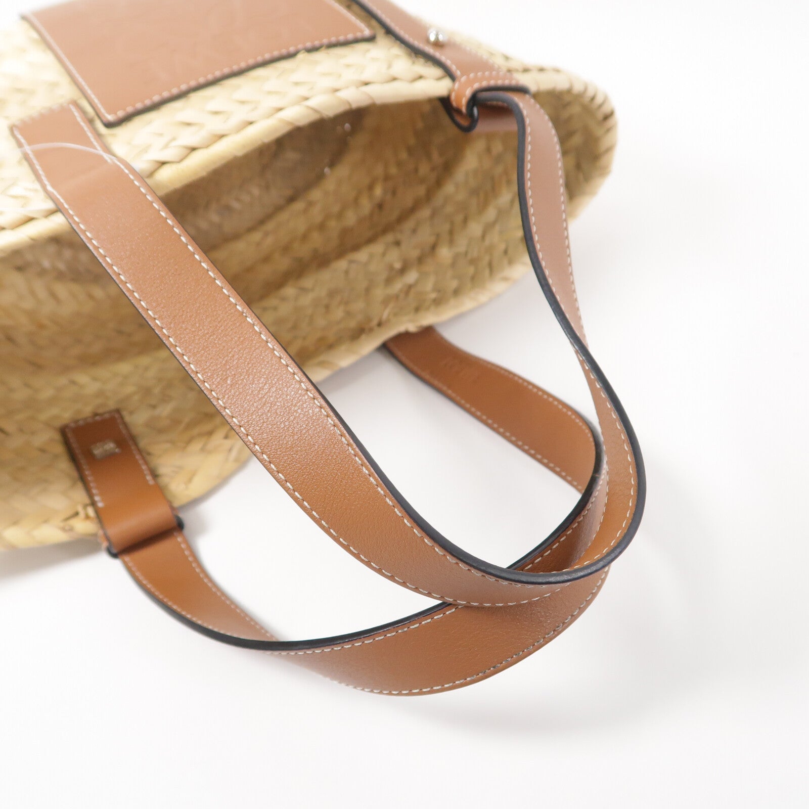 LOEWE Raffia/牛皮皮革Basket Bag手挽袋