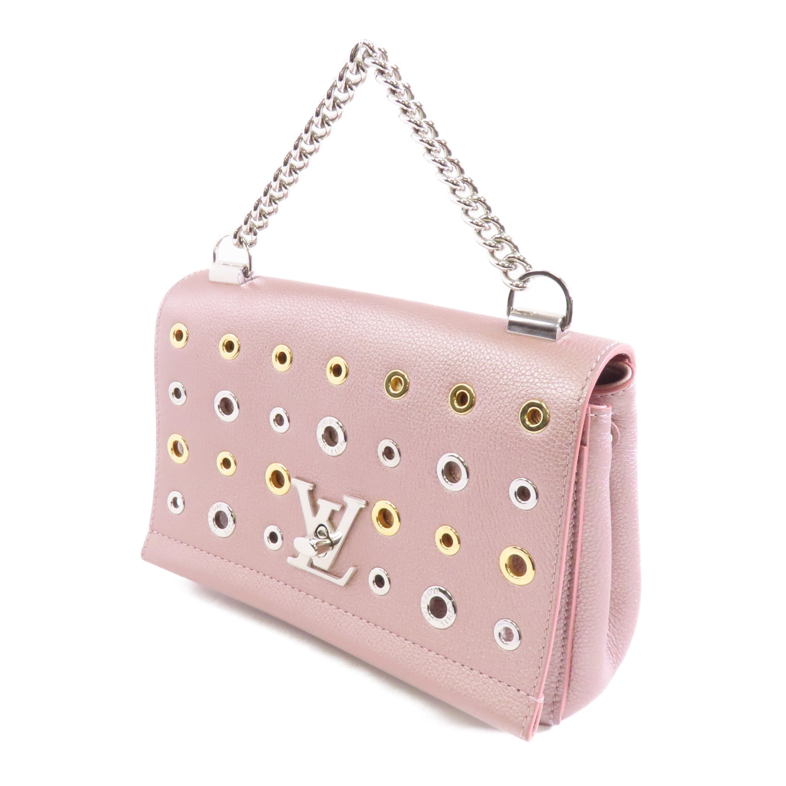 LOUIS VUITTON 【激減優惠】牛皮皮革Lockme BB II銀扣手挽肩背兩用袋粉紅色