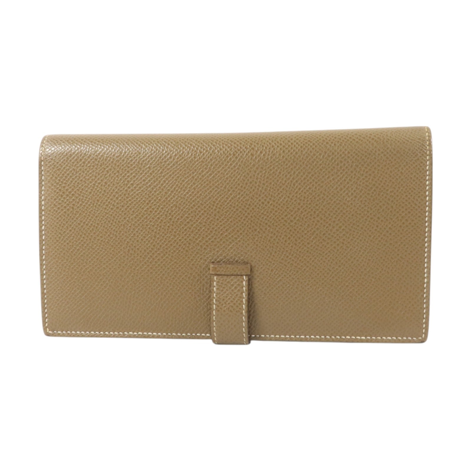 HERMES Epsom皮革Bearn Long Wallet銀扣長錢包Etoupe