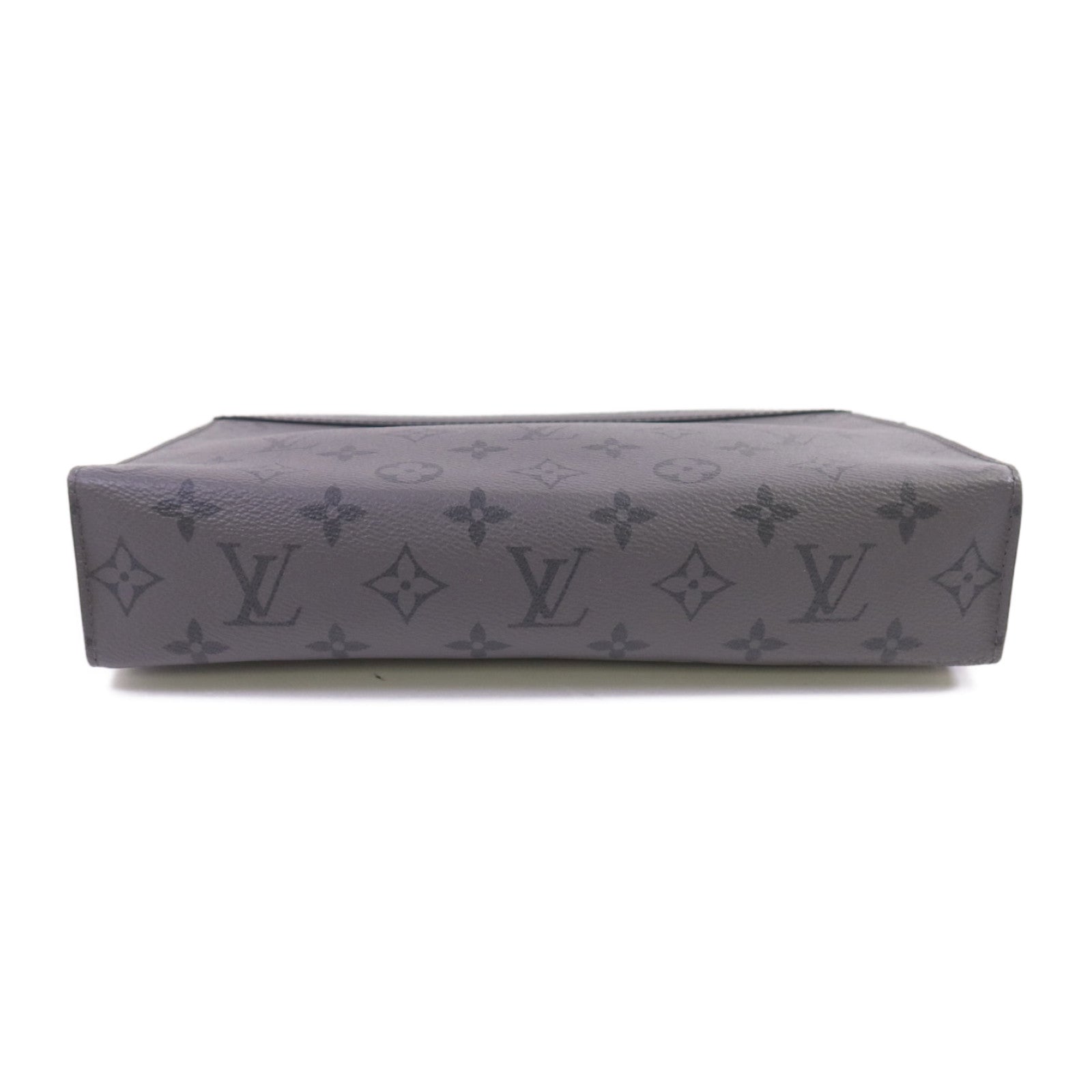 LOUIS VUITTON Monogram Eclipse Pochette Voyage MM銀扣手拿包