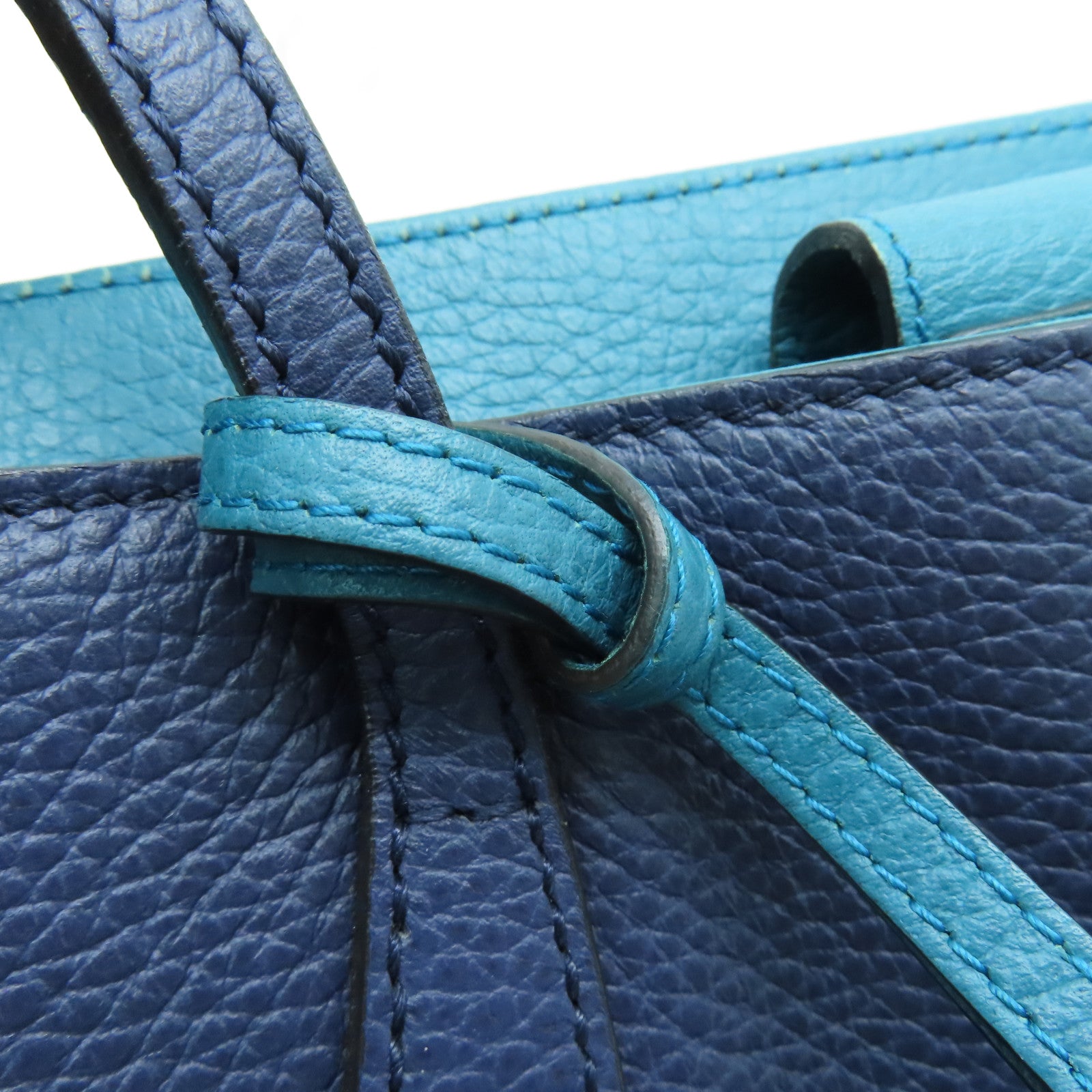 GUCCI Leather Shoulder Bag Gold Buckle Blue/Green