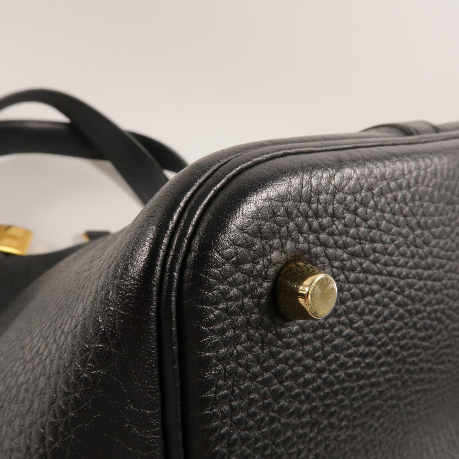 HERMES Clemence皮革Picotin MM手挽袋Noir