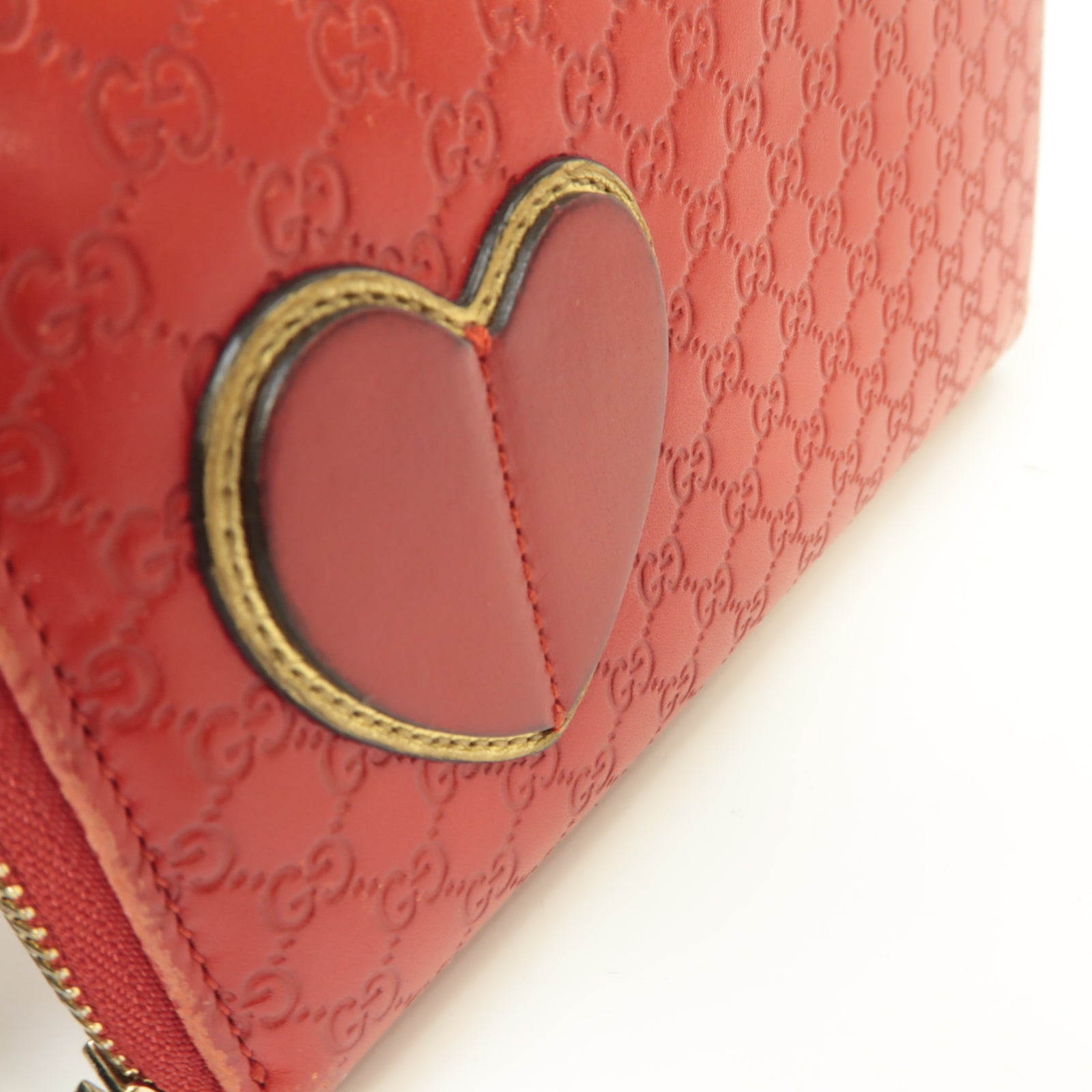 GUCCI 【激減優惠】牛皮皮革Zipped Long Wallet金扣長錢包紅色