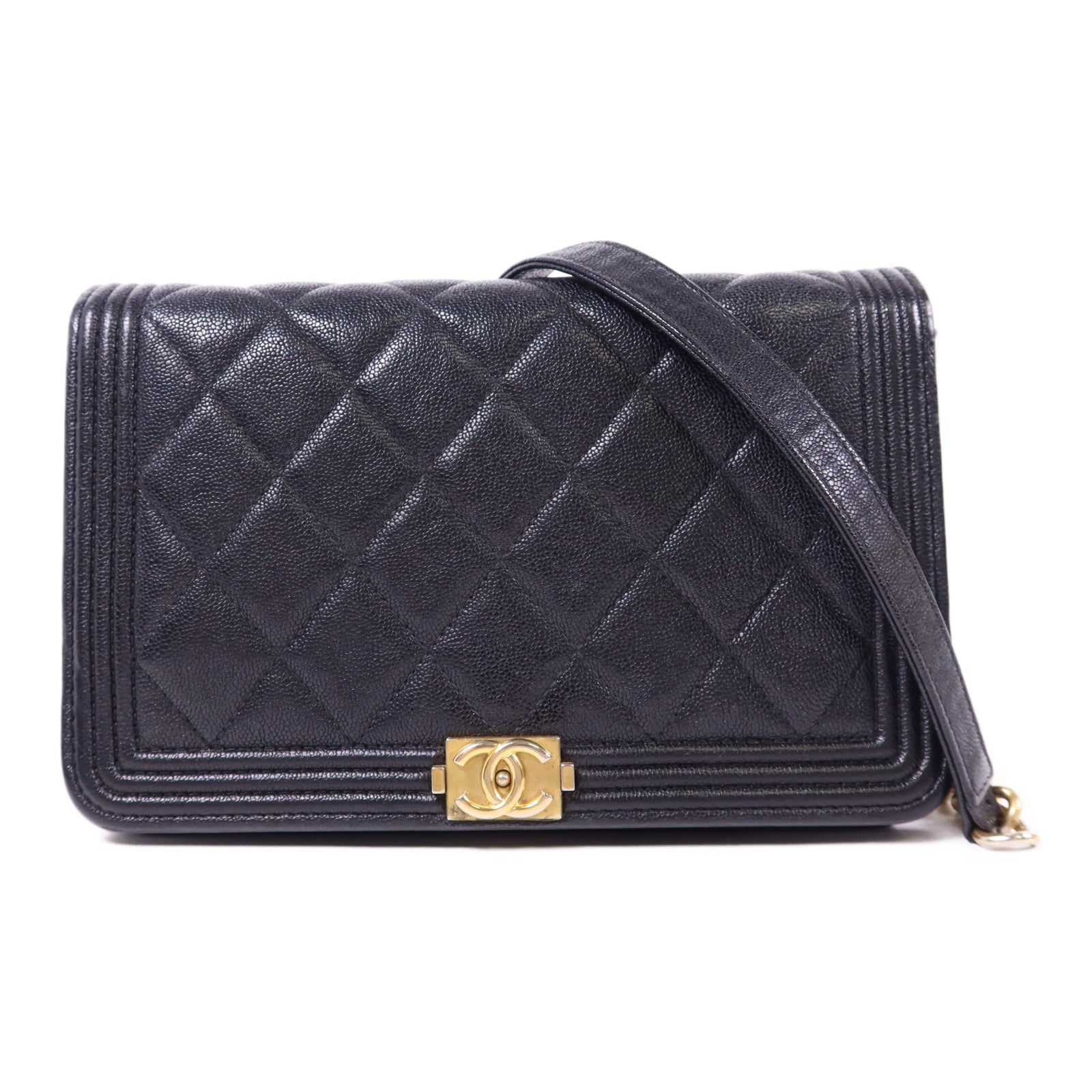 CHANEL 牛皮皮革Boy WOC Wallet On Chain金扣鏈帶肩背袋