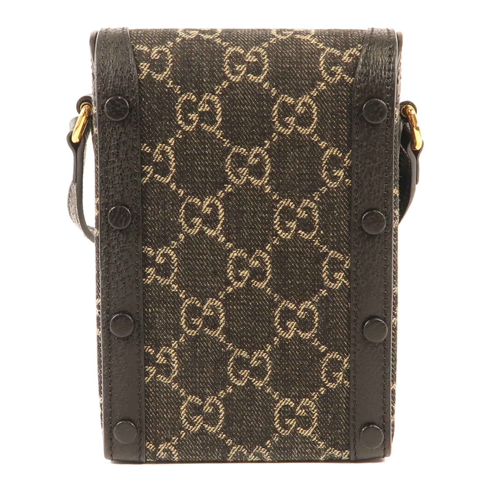 GUCCI 帆布Horsebit 1955 Mini金扣肩背袋