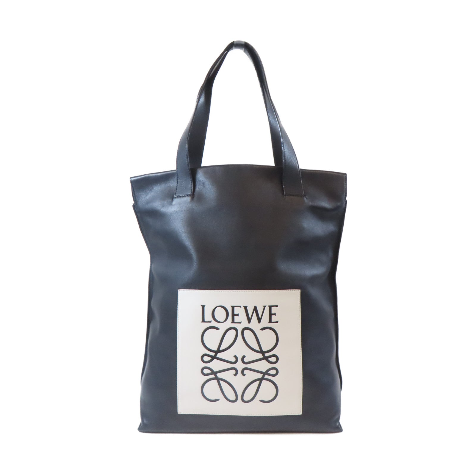 LOEWE 牛皮皮革Shoulder Bag銀扣肩背袋黑色