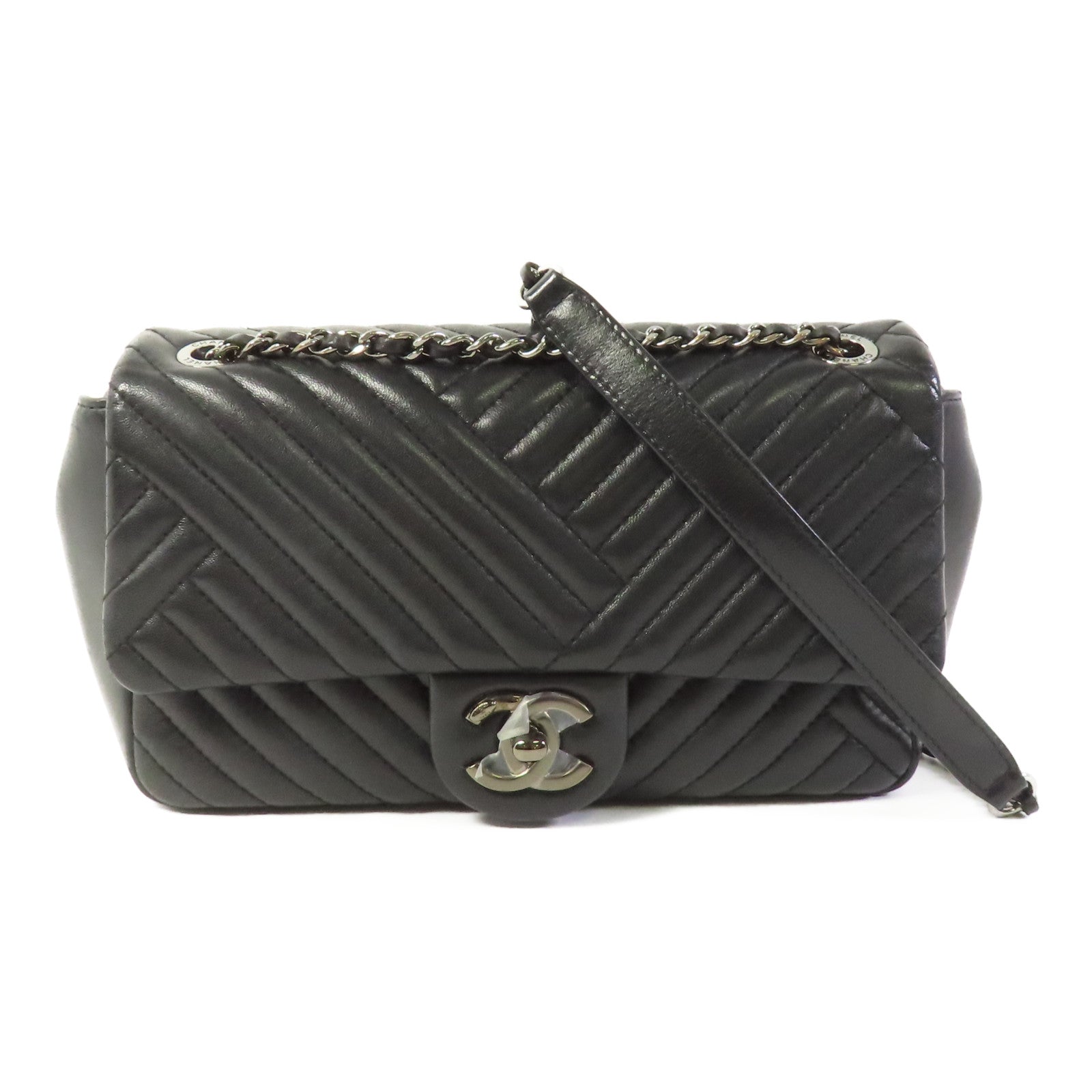 CHANEL 羊皮皮革Chevron Classic Flap肩背袋