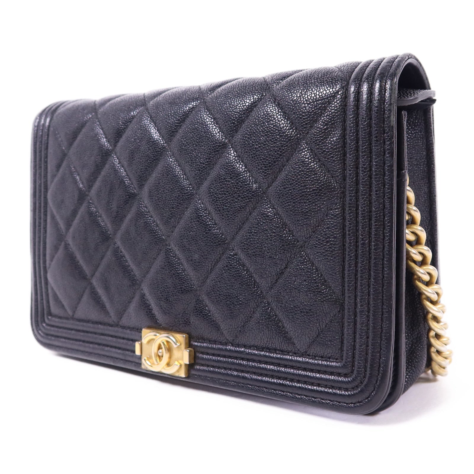 CHANEL 牛皮皮革Boy WOC Wallet On Chain金扣鏈帶肩背袋