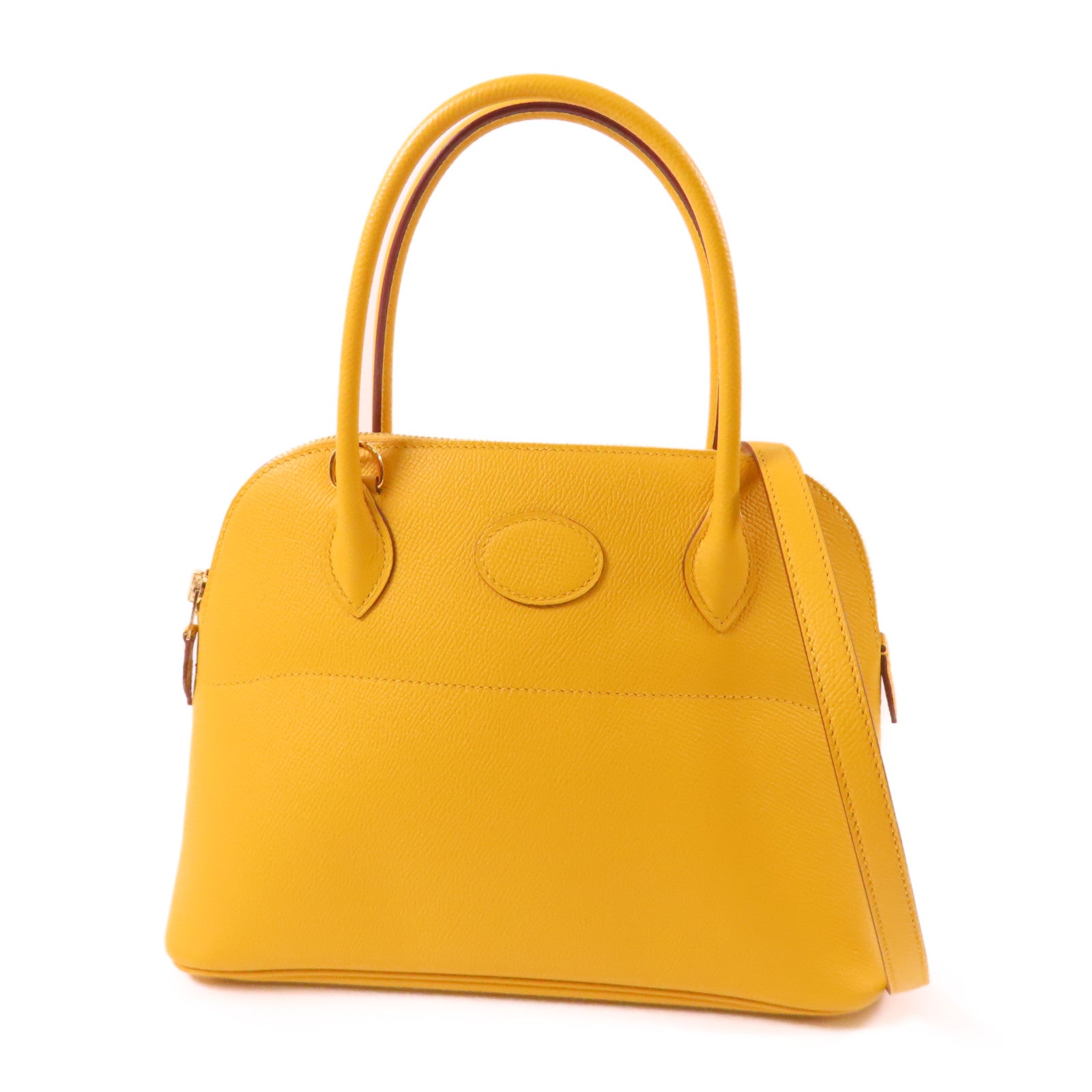 HERMES Epsom皮革Bolide 27金扣手挽肩背兩用袋Jaune Ambre