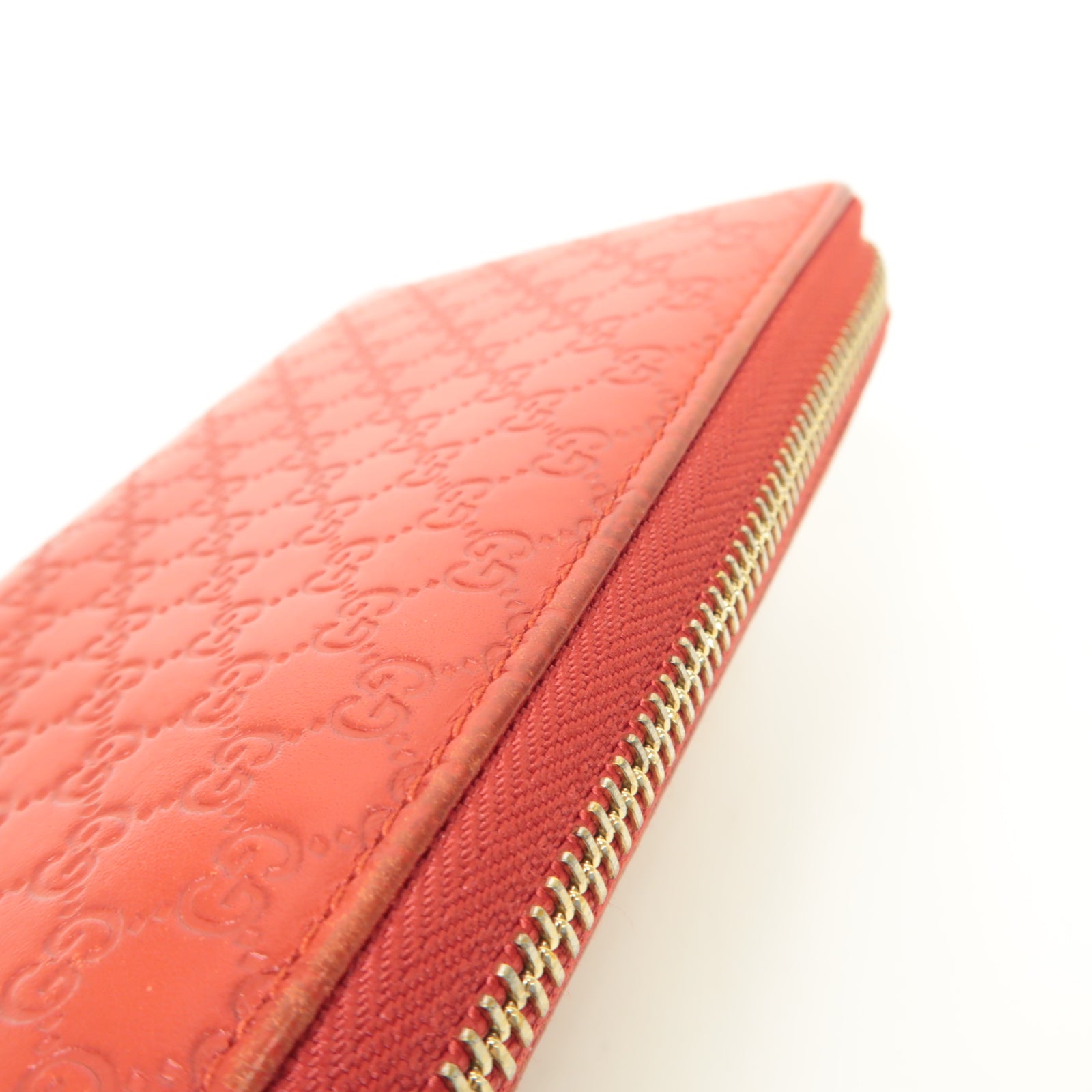GUCCI 【激減優惠】牛皮皮革Zipped Long Wallet金扣長錢包紅色