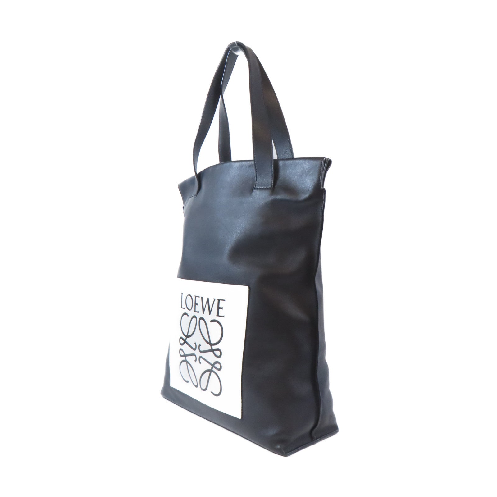 LOEWE 牛皮皮革Shoulder Bag銀扣肩背袋黑色