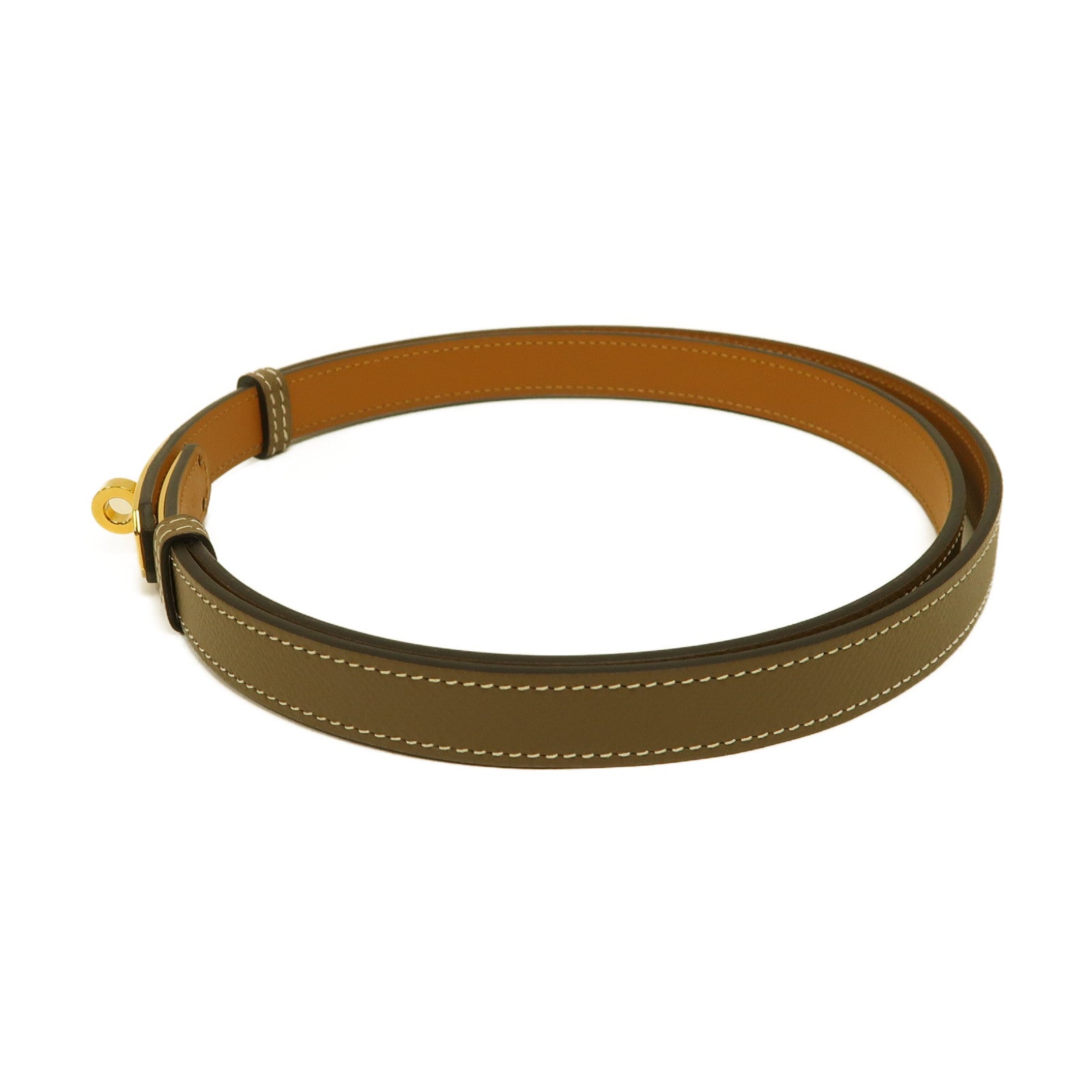 HERMES Epsom皮革Kelly 18 Belt金扣皮帶啡色