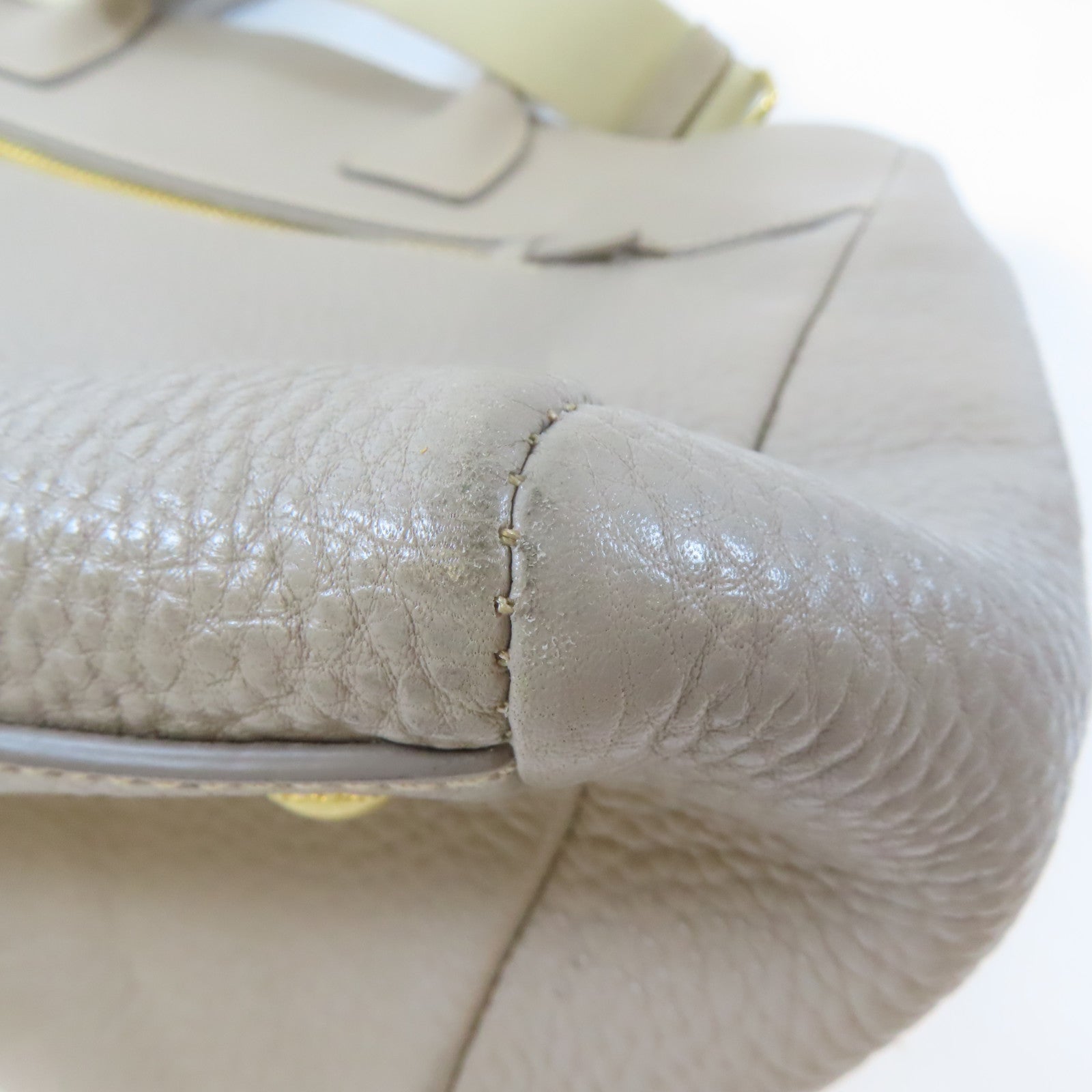 PRADA 牛皮皮革Vitella Daino Tote金扣手挽肩背兩用袋淺褐色