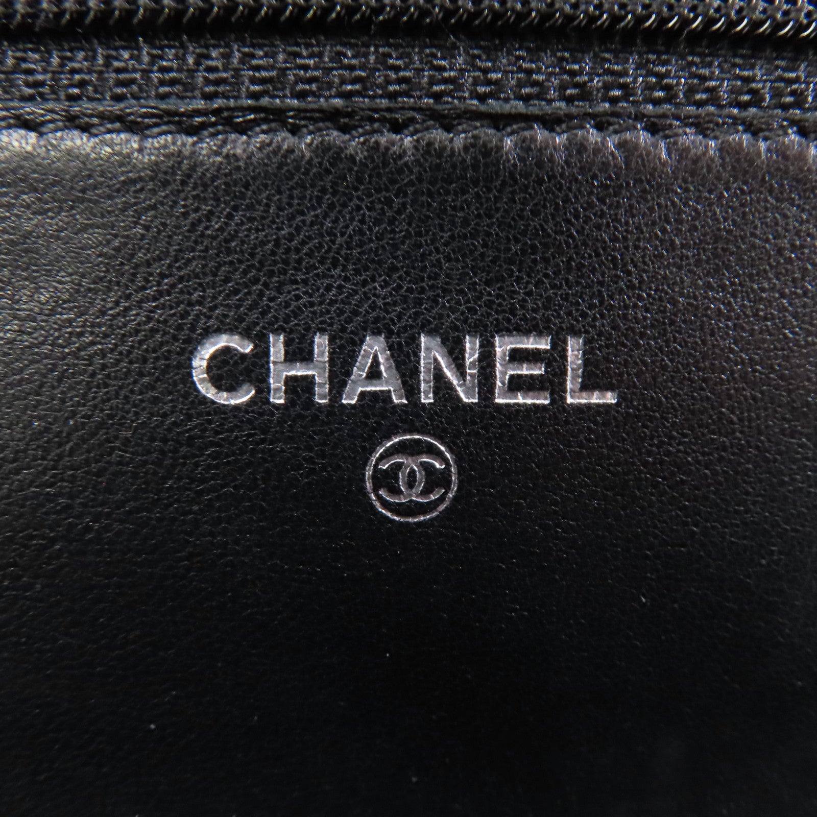 CHANEL 菱格羊皮皮革Wallet On Chain銀扣鏈帶肩背袋黑色