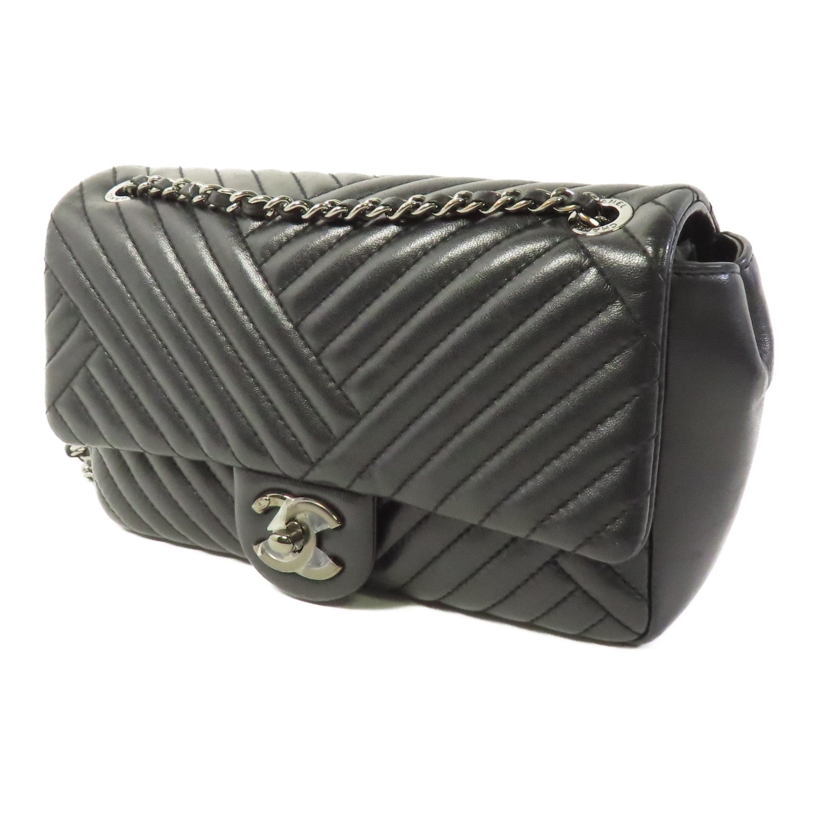 CHANEL 羊皮皮革Chevron Classic Flap肩背袋