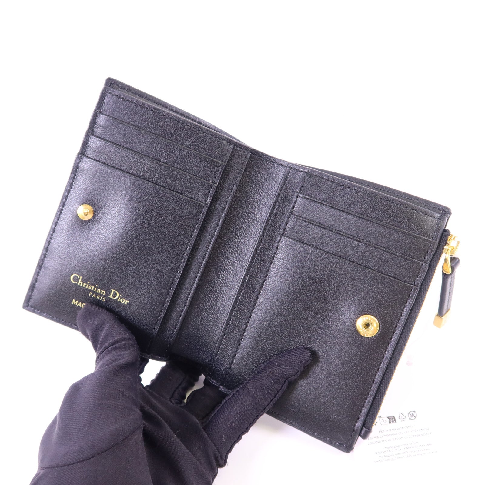 Dior 牛皮皮革Caro Dahila金扣錢包