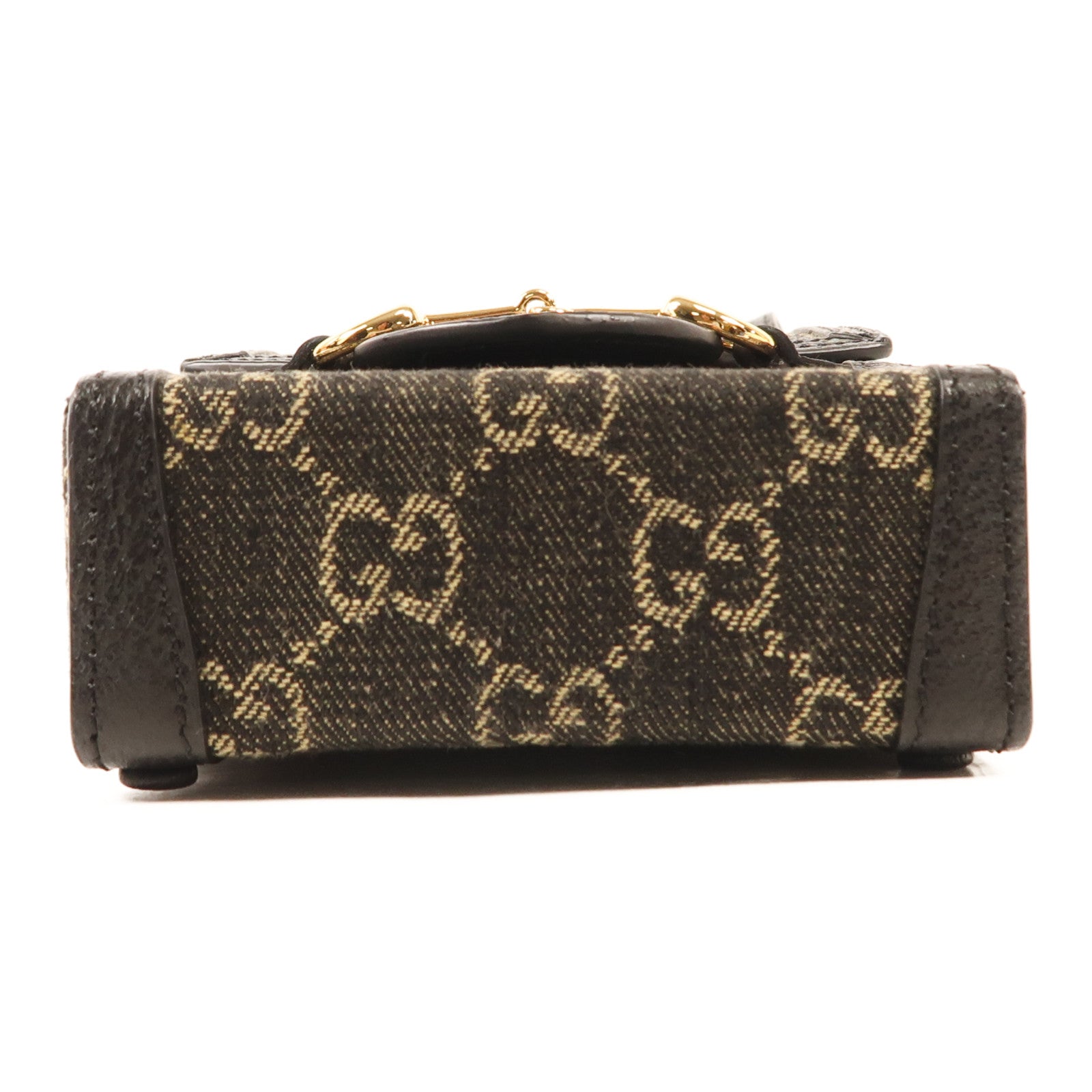 GUCCI 帆布Horsebit 1955 Mini金扣肩背袋