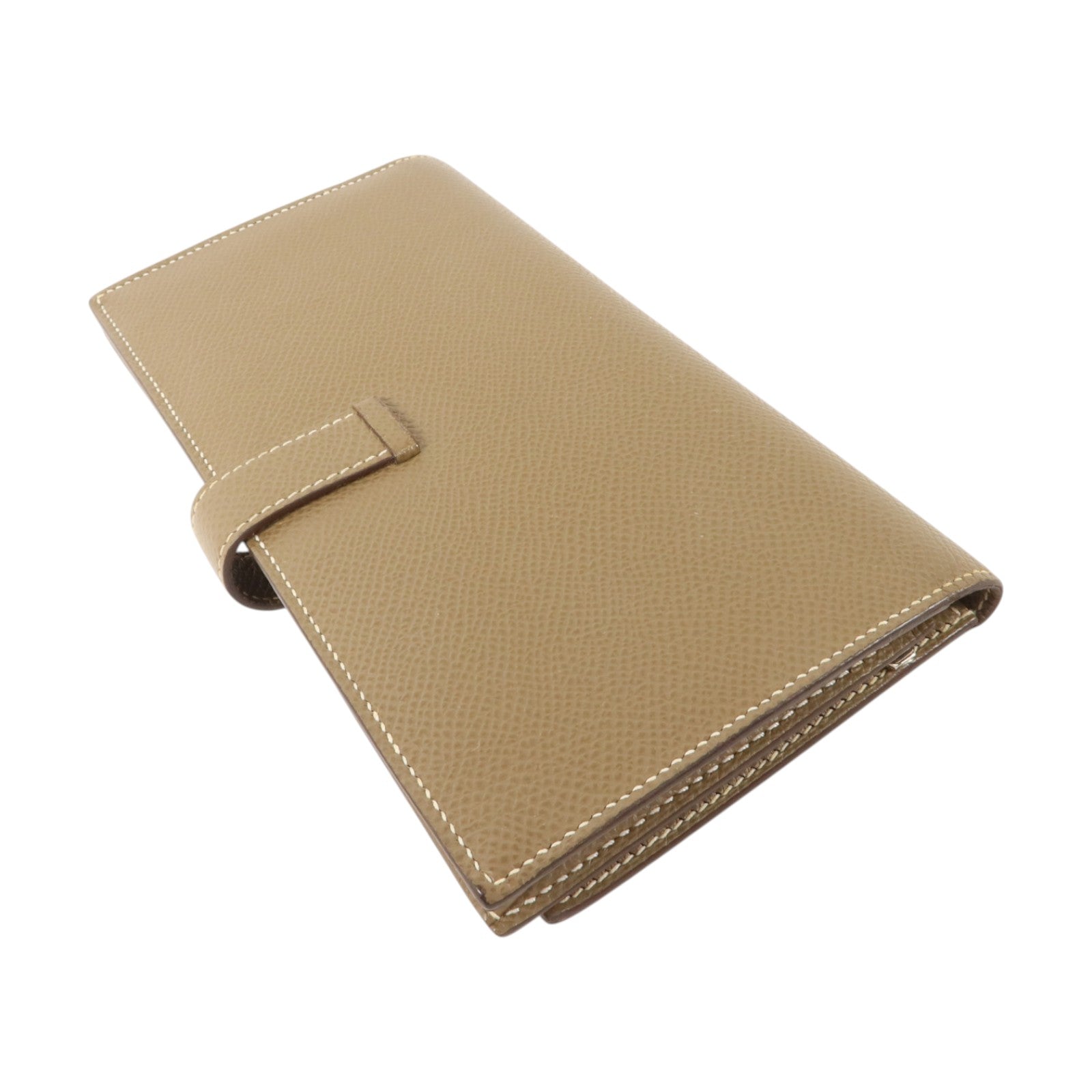 HERMES Epsom皮革Bearn Long Wallet銀扣長錢包Etoupe