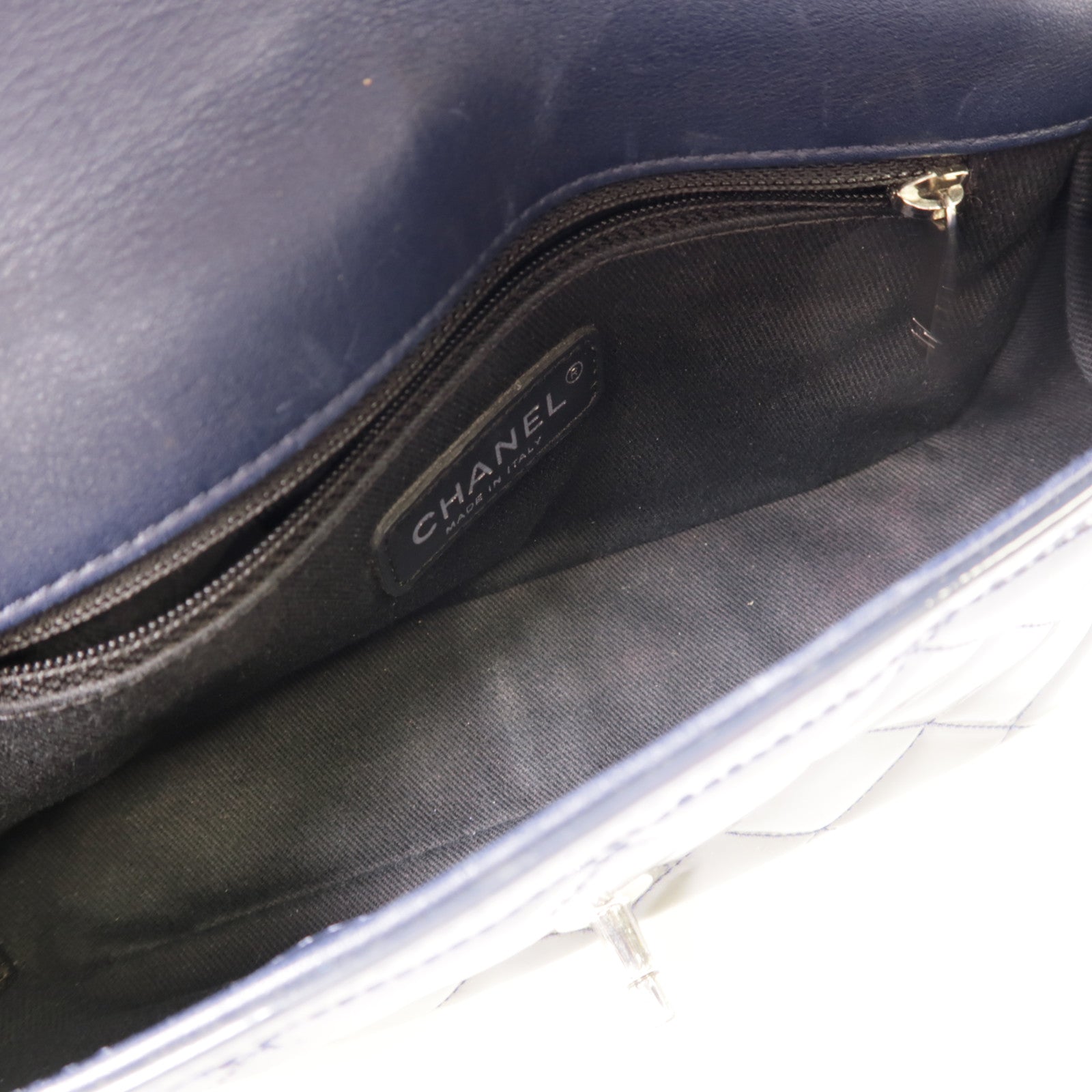 CHANEL 漆皮皮革Chain Shoulder銀扣肩背袋深綠色