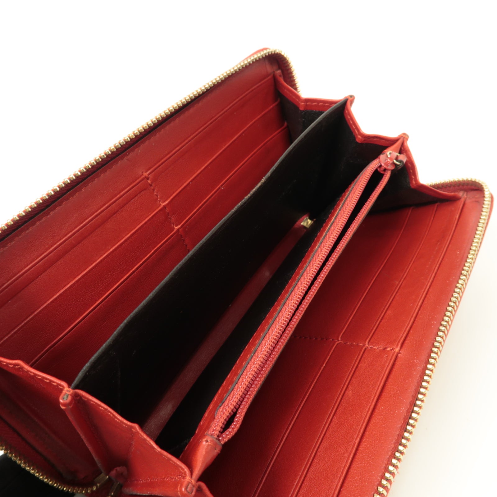 GUCCI 【激減優惠】牛皮皮革Zipped Long Wallet金扣長錢包紅色