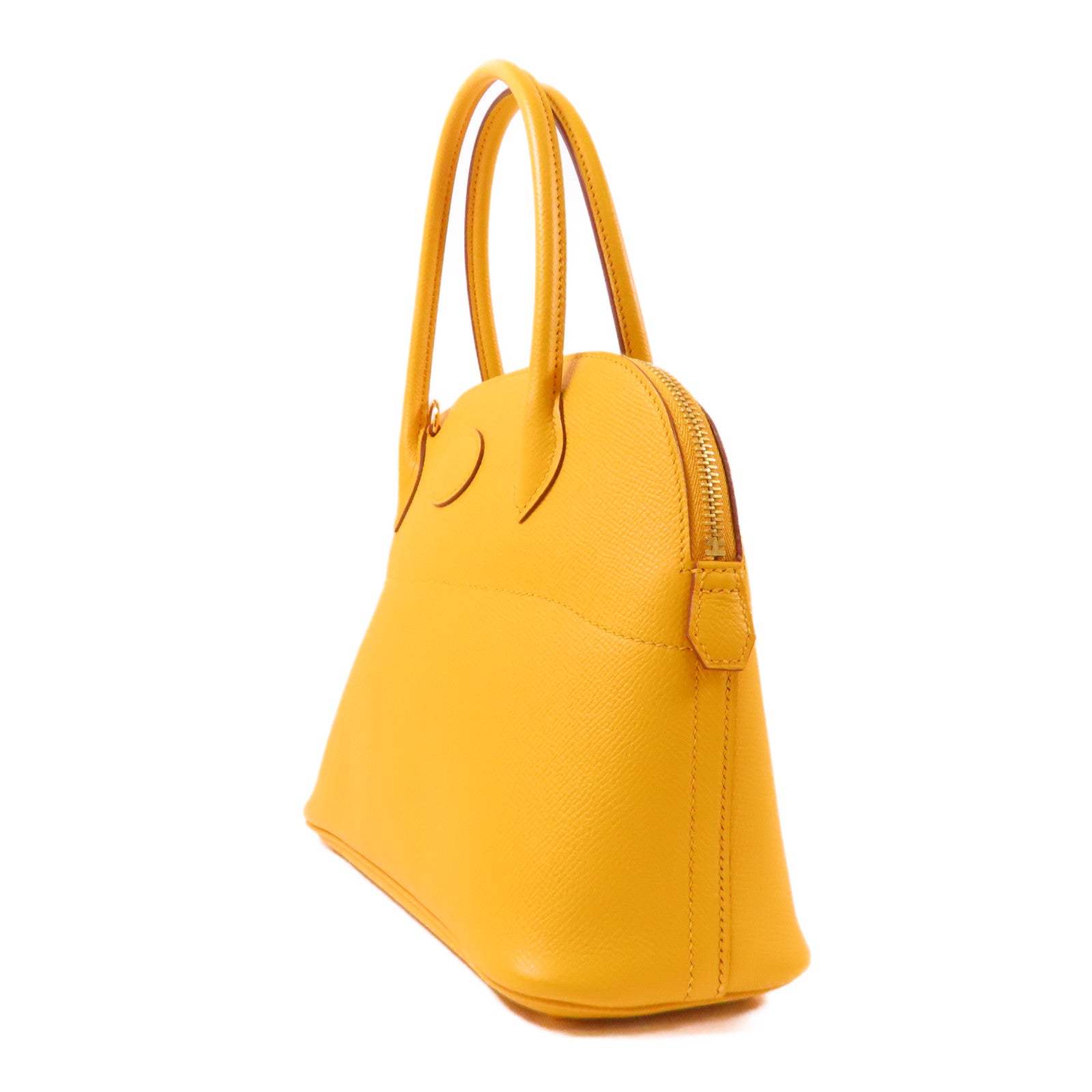 HERMES Epsom皮革Bolide 27金扣手挽肩背兩用袋Jaune Ambre