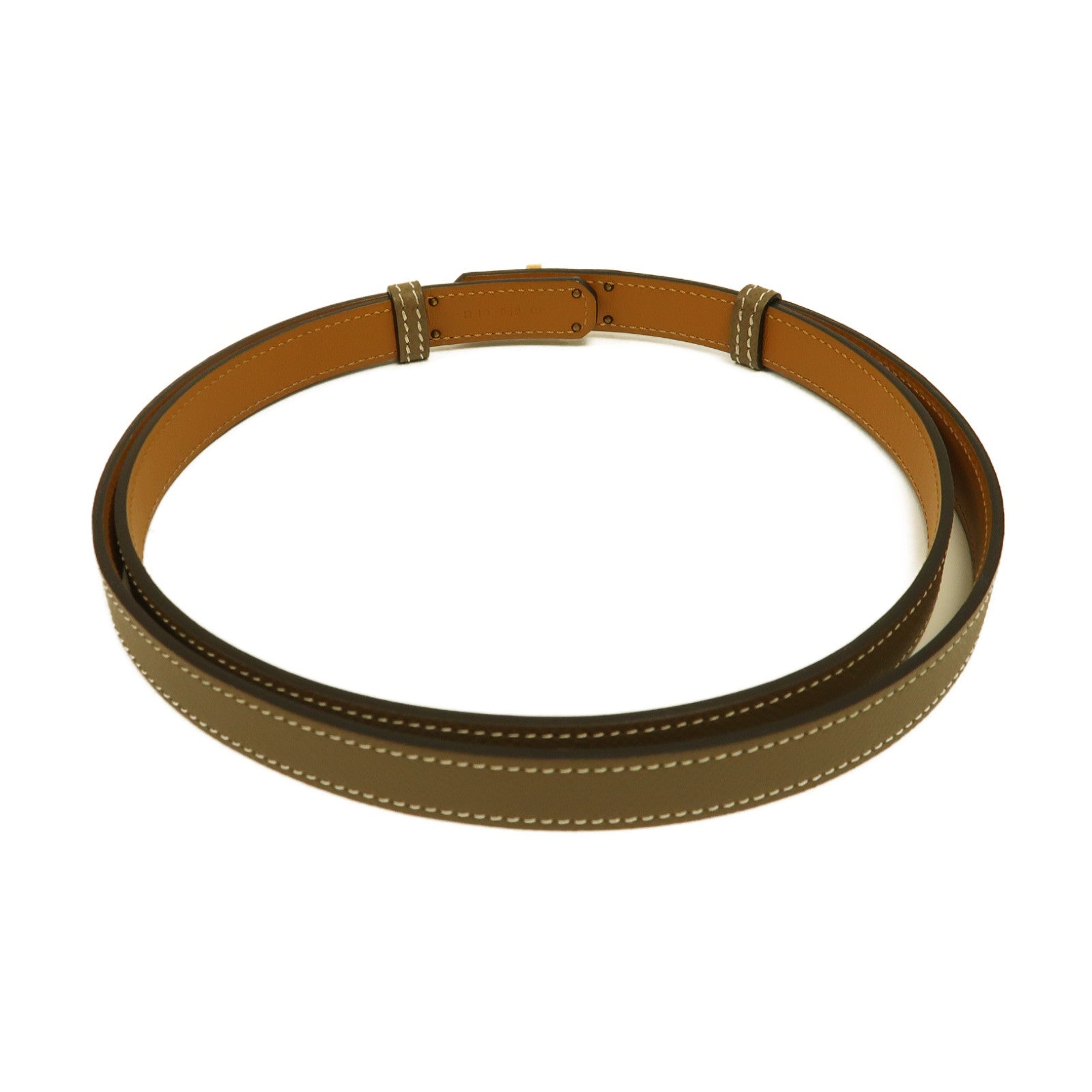 HERMES Epsom皮革Kelly 18 Belt金扣皮帶啡色