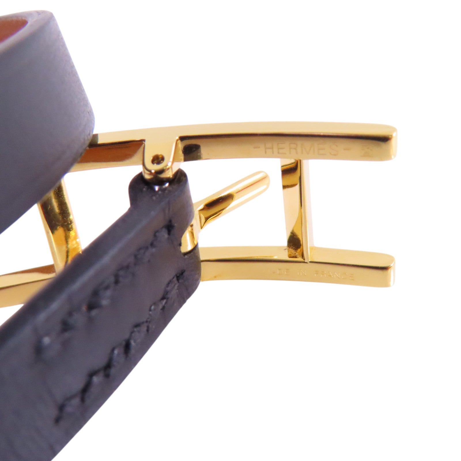 HERMES GHW Behapi Double Tour Bracelet Bangle Swift Leather