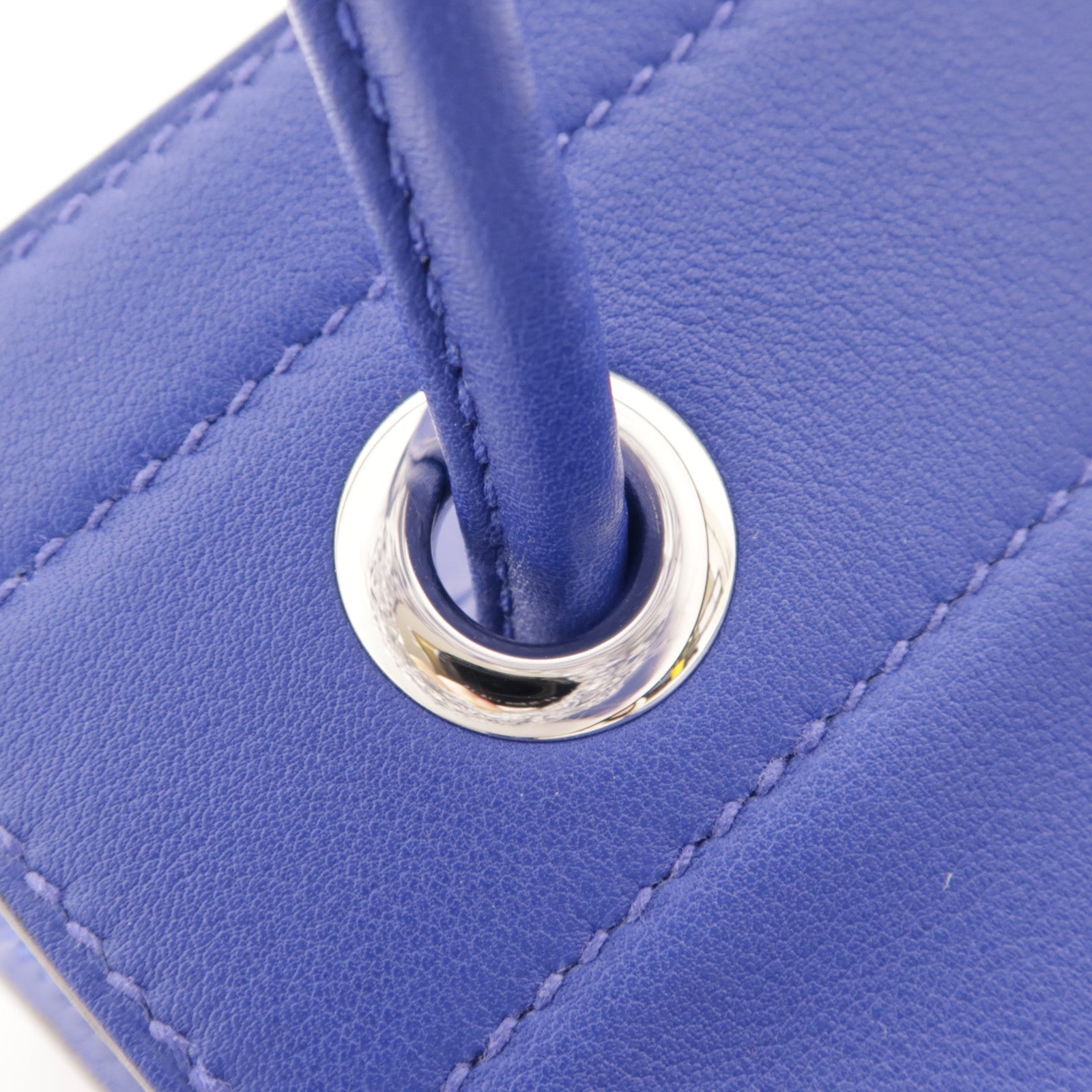 HERMES Swift皮革Aline銀扣肩背袋Bleu Electrique藍色