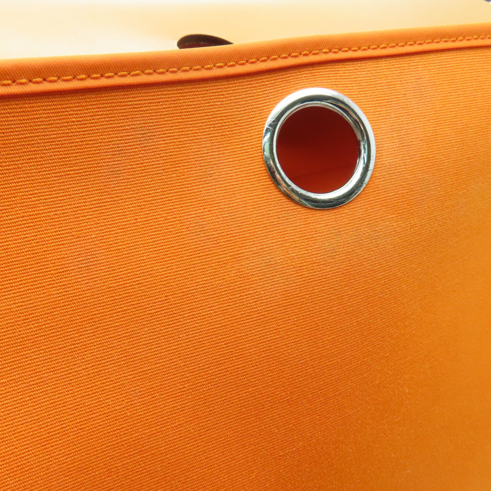 HERMES 【激減優惠】帆布Herbag MM銀扣手挽肩背兩用袋Feu橙色