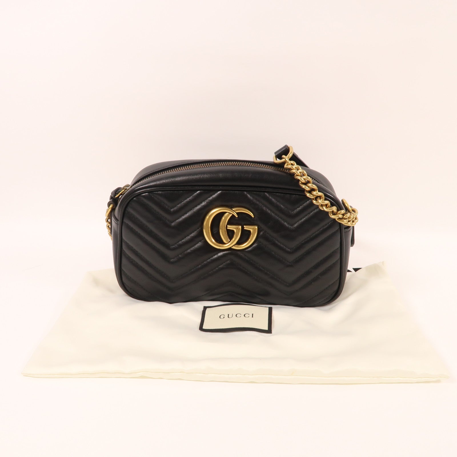 GUCCI 牛皮皮革GG Marmont金扣肩背袋
