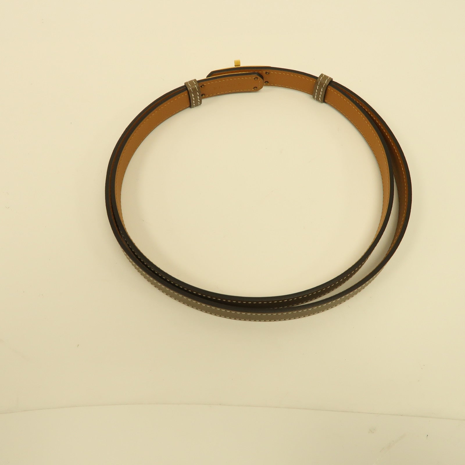 HERMES Epsom皮革Kelly 18 Belt金扣皮帶啡色