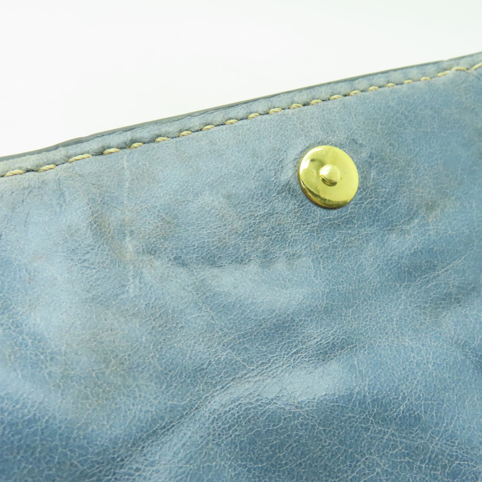 PRADA 牛皮皮革Shoulder Bag金扣鏈帶肩背袋淺藍色