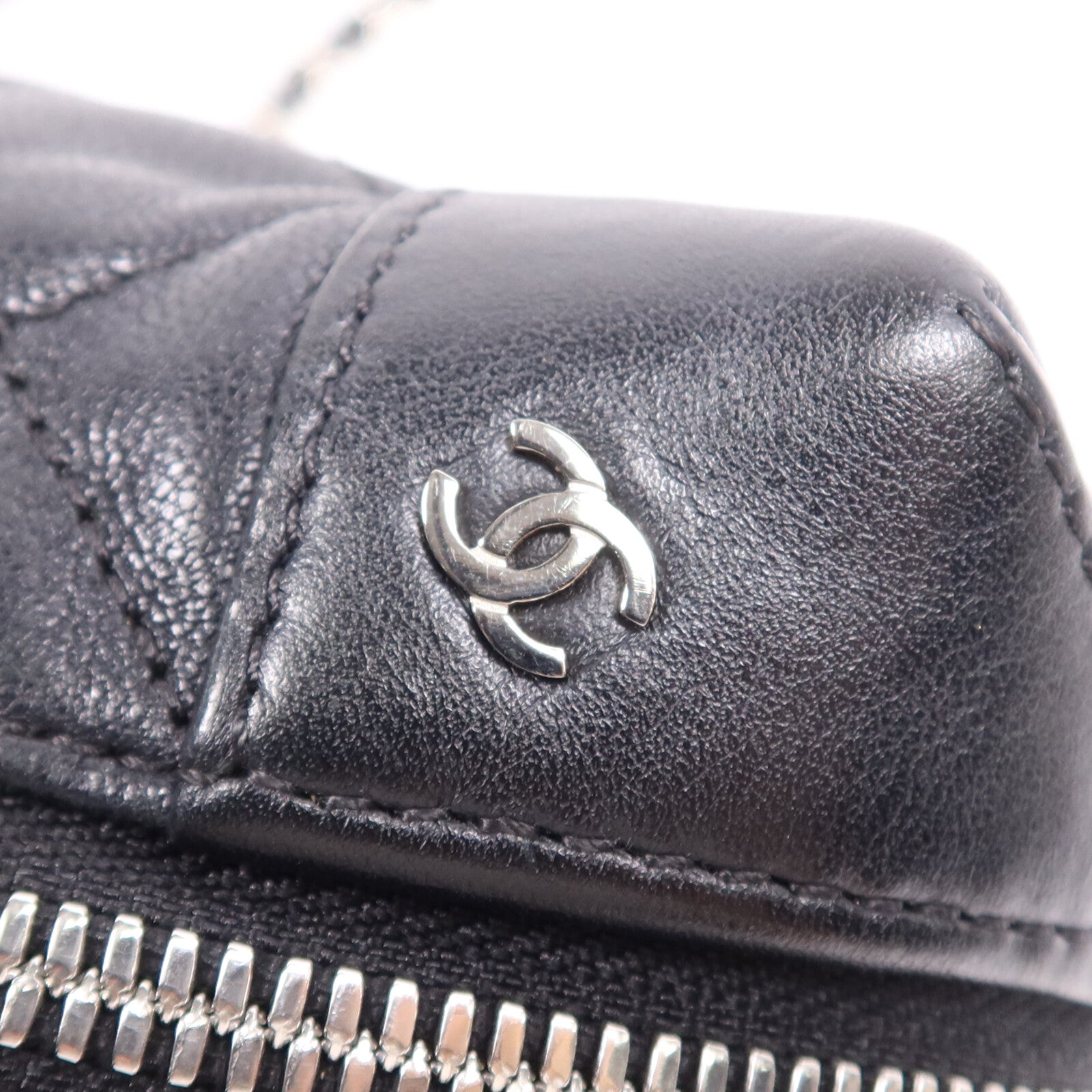 CHANEL 羊皮皮革Chain Shoulder Bag銀扣鏈帶肩背袋