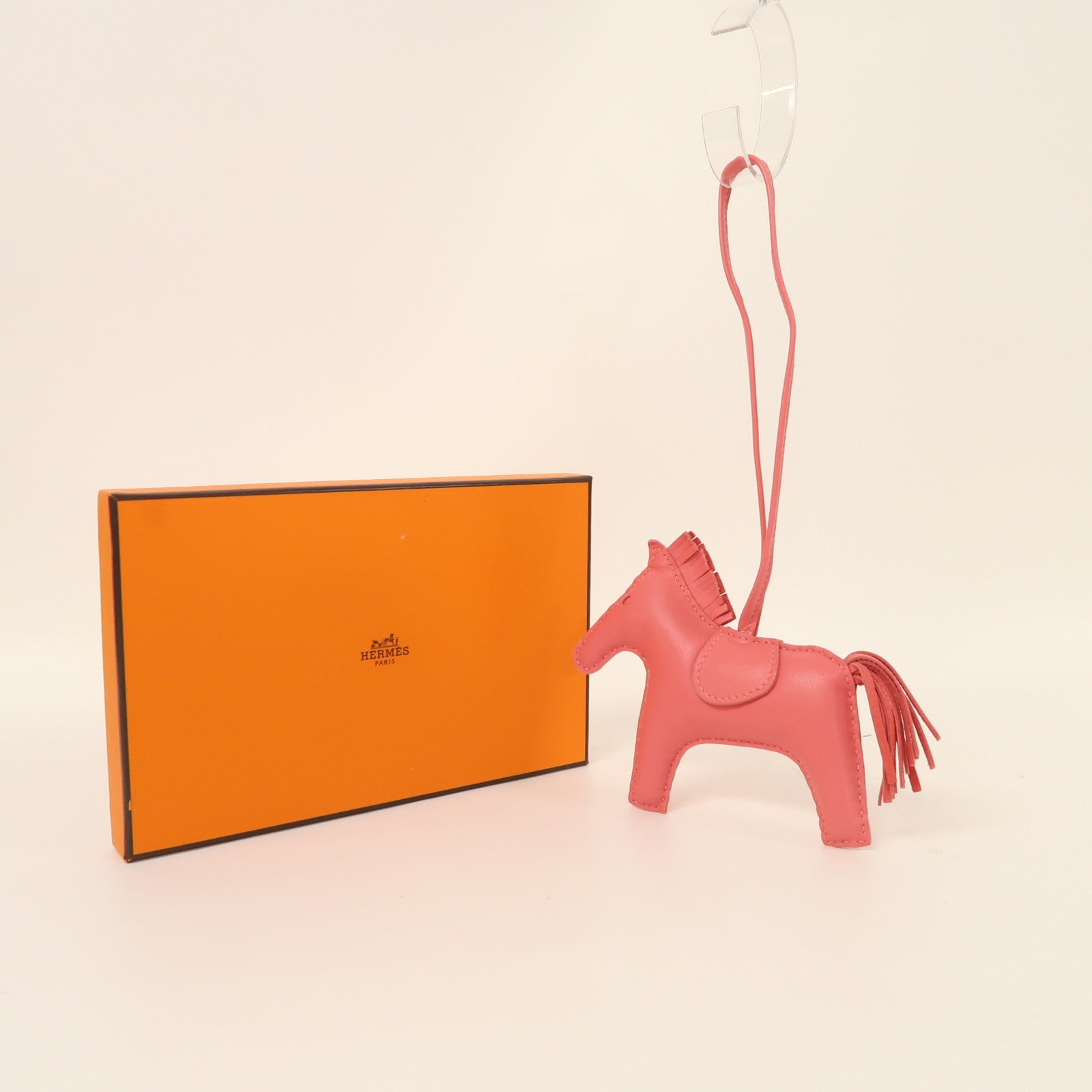 HERMES Milo皮革Rodeo MM掛飾Rose Azalee