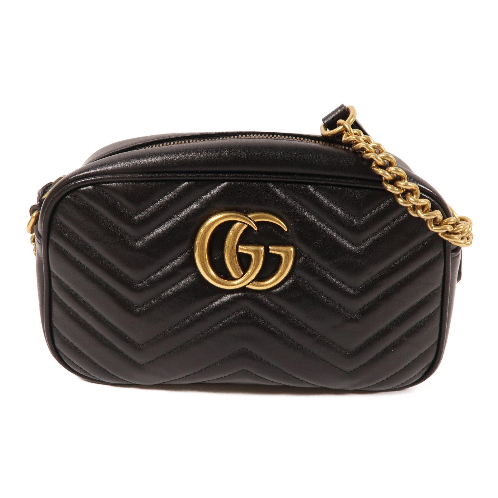 GUCCI 牛皮皮革GG Marmont金扣肩背袋