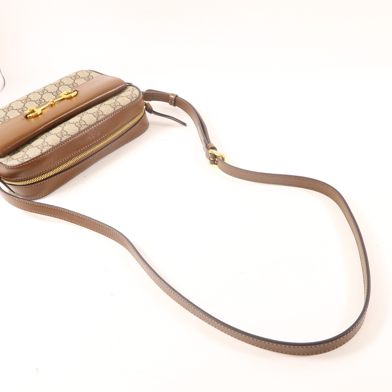 GUCCI 塗層帆布Shoulder Bag金扣肩背袋啡色