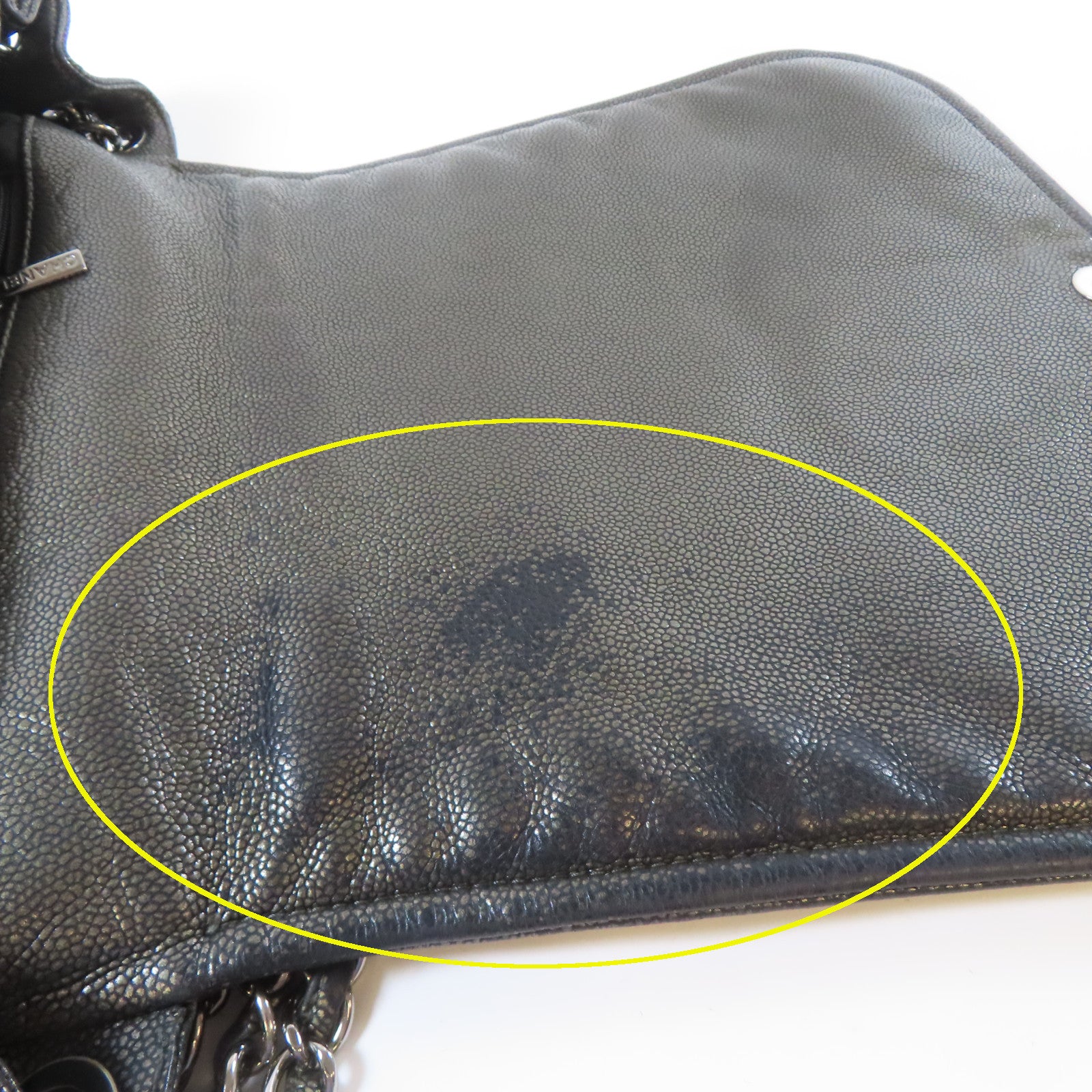 CHANEL 【激減優惠】牛皮皮革Chain Shoulder Bag銀扣鏈帶肩背袋灰色