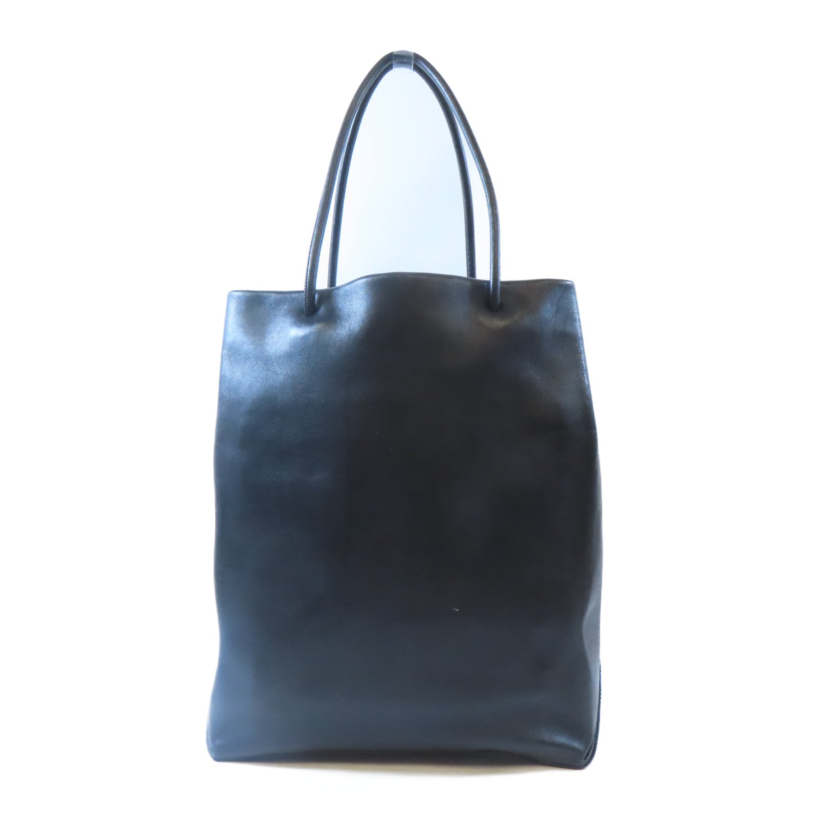 CHANEL 牛皮皮革Totebag銀扣手挽袋黑色