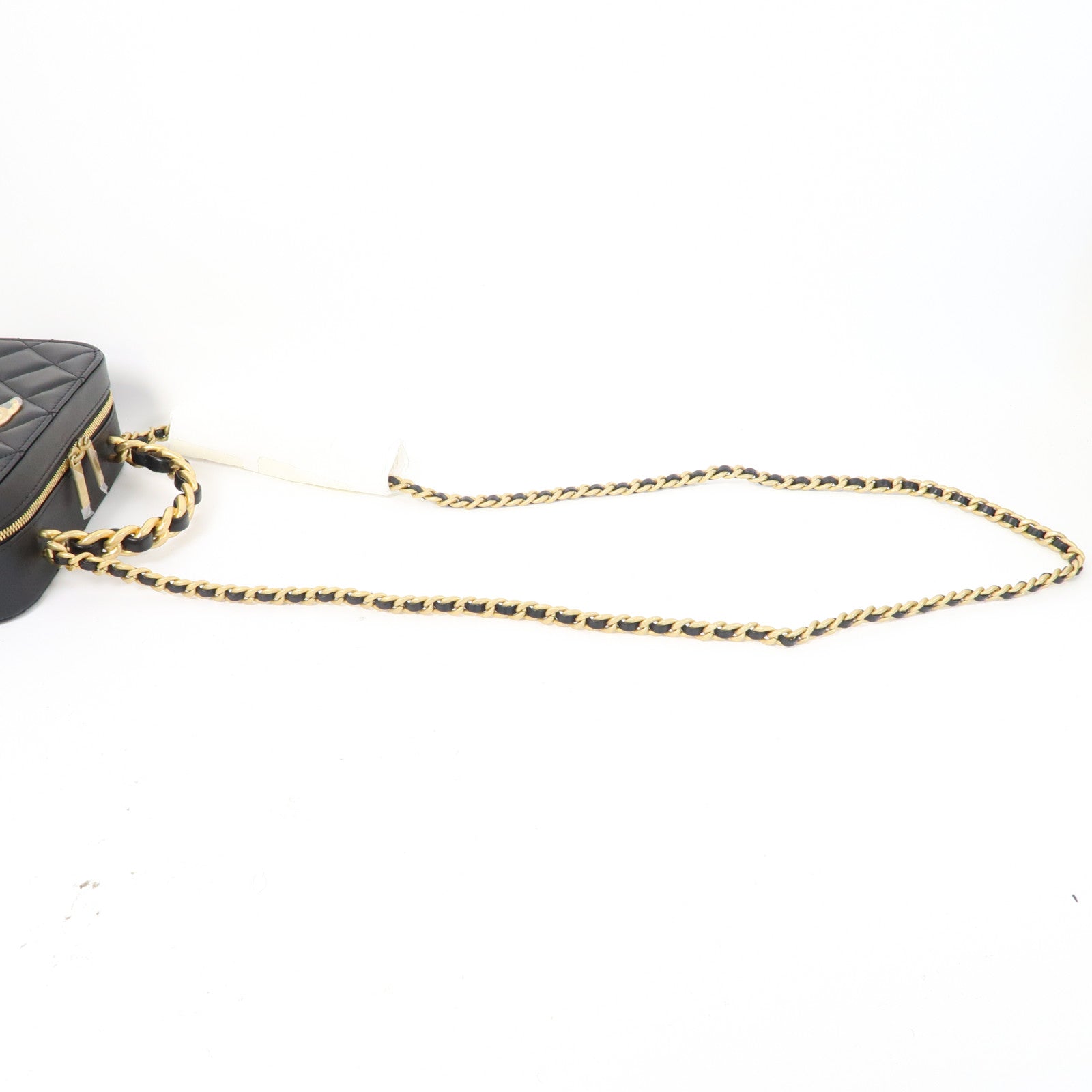 CHANEL 菱格羊皮皮革Shoulder Bag金扣手挽肩背兩用袋黑色