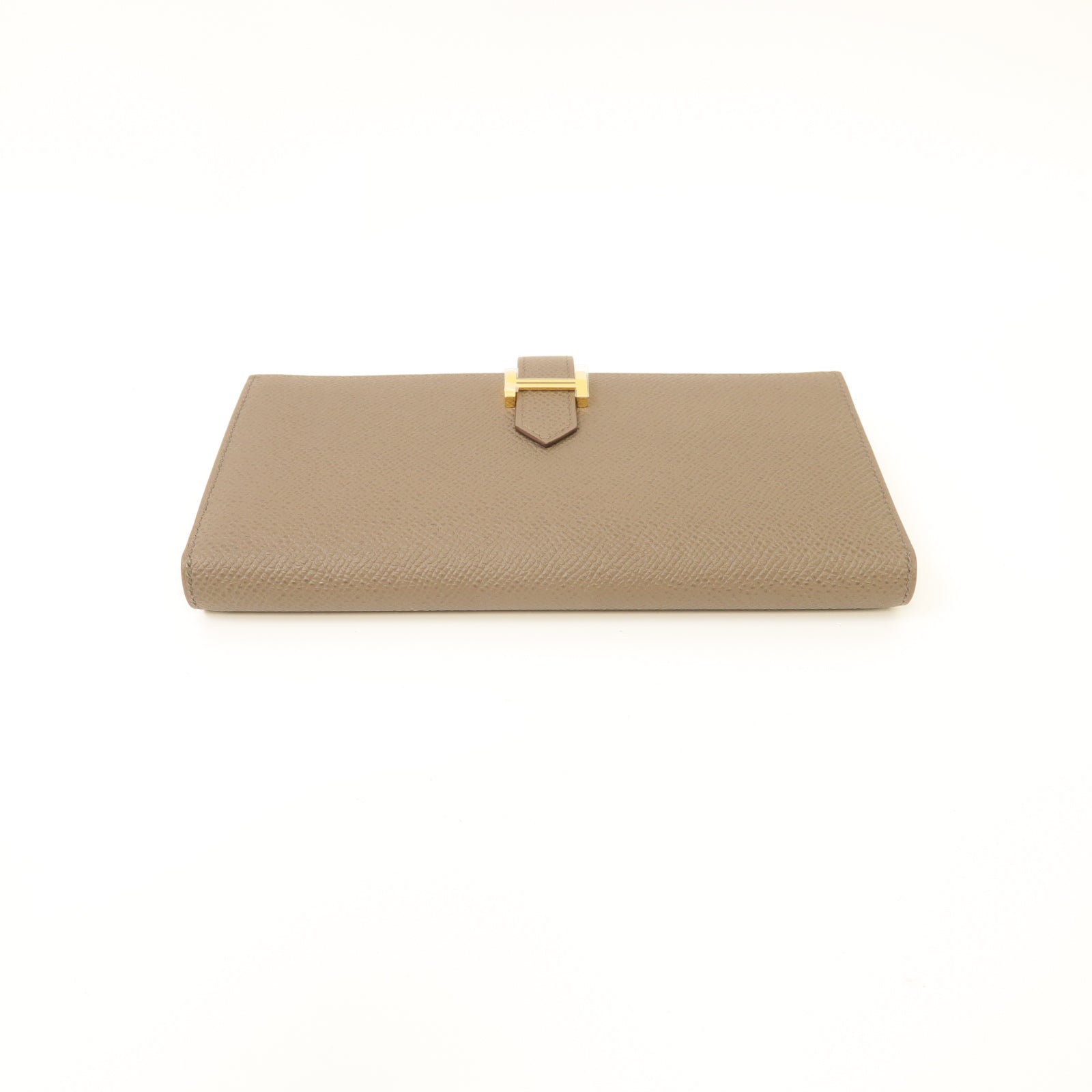 HERMES Epsom皮革Bearn Wallet金扣長錢包灰色