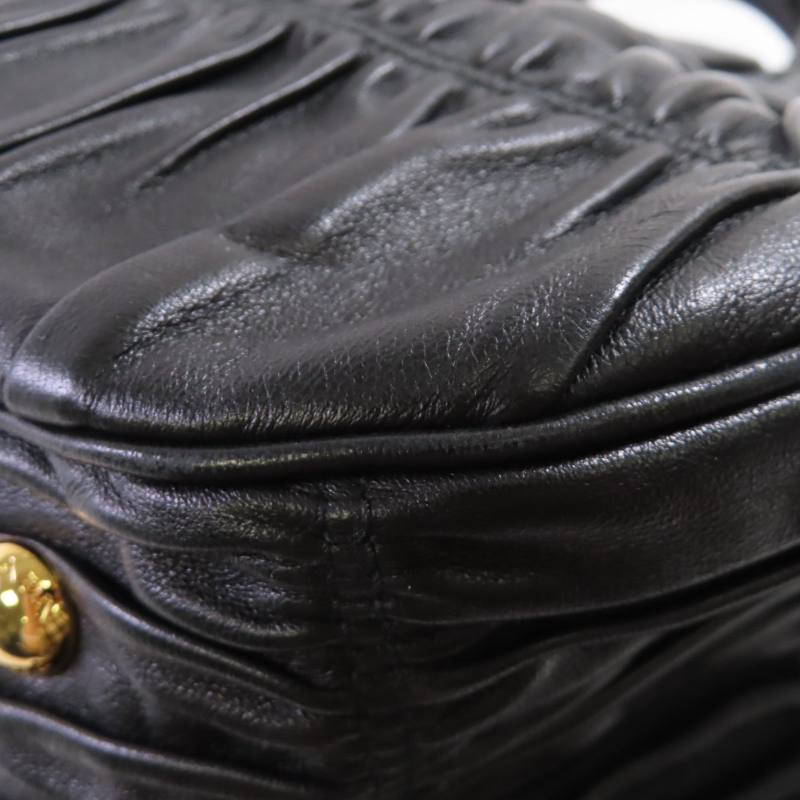 PRADA 羊皮皮革Nappa Gauffre 2Way Shoulder Bag金扣手挽肩背兩用袋黑色