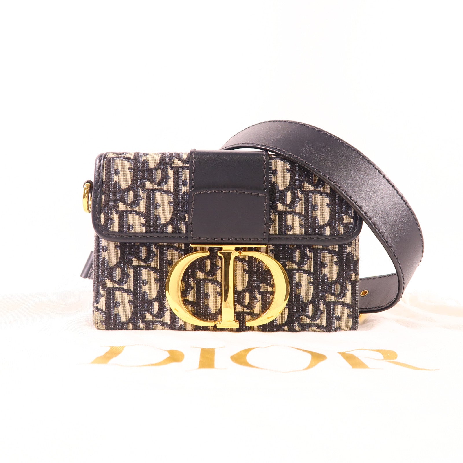 Dior 帆布30 Montaigne金扣肩背袋