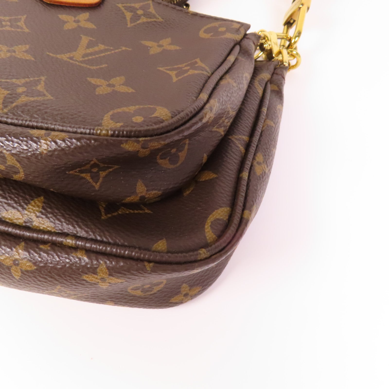 LOUIS VUITTON Monogram Multi Pochette Accessoires金扣手挽肩背兩用袋棕色