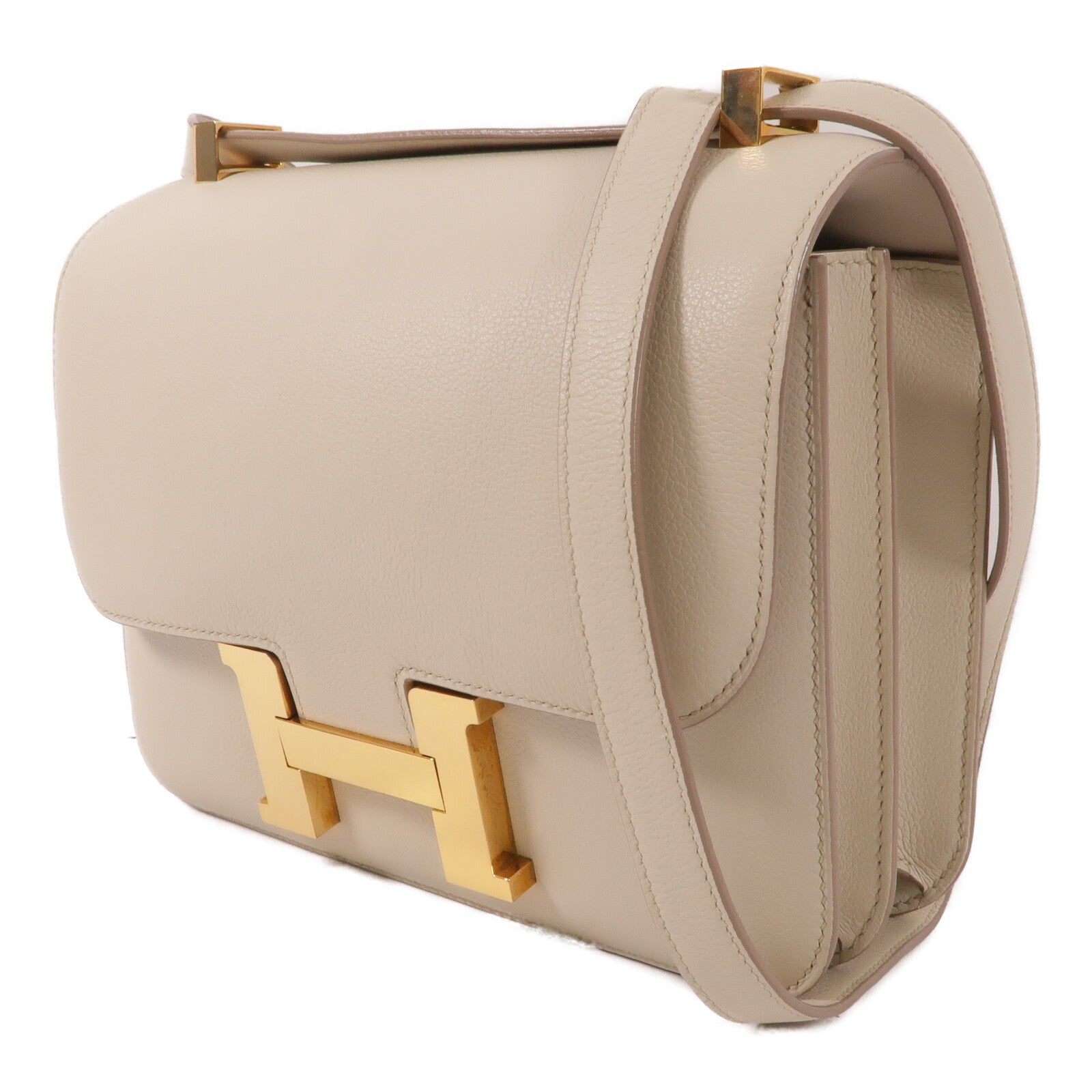 HERMES Evercolor皮革Constance 24肩背袋Craie