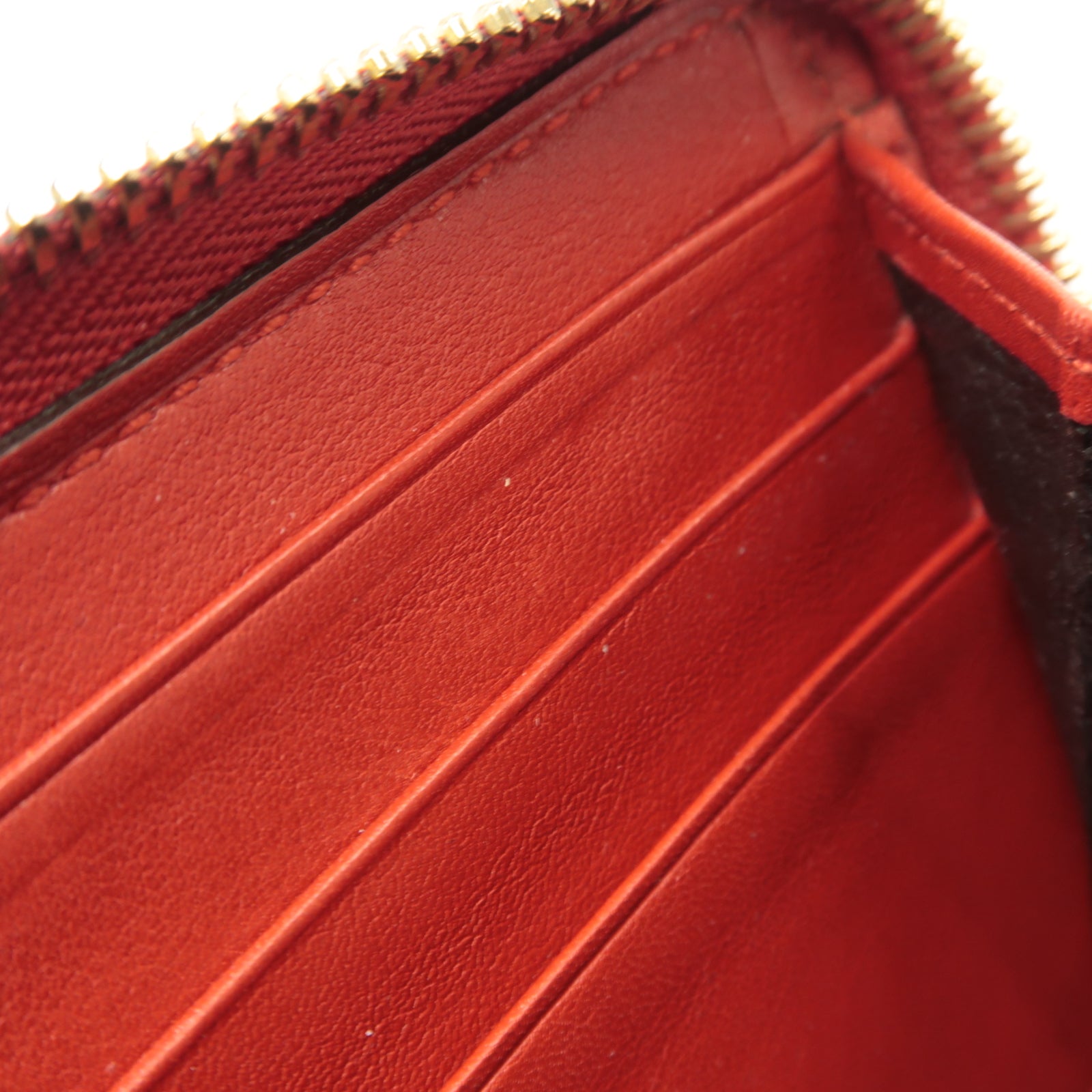 GUCCI 【激減優惠】牛皮皮革Zipped Long Wallet金扣長錢包紅色