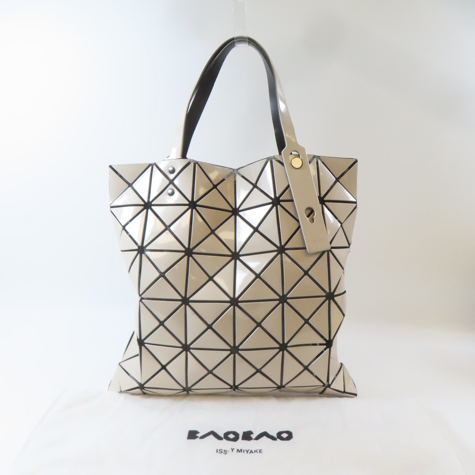 ISSEY MIYAKE PVC Bao Bao Tote Bag銀扣手挽袋米色