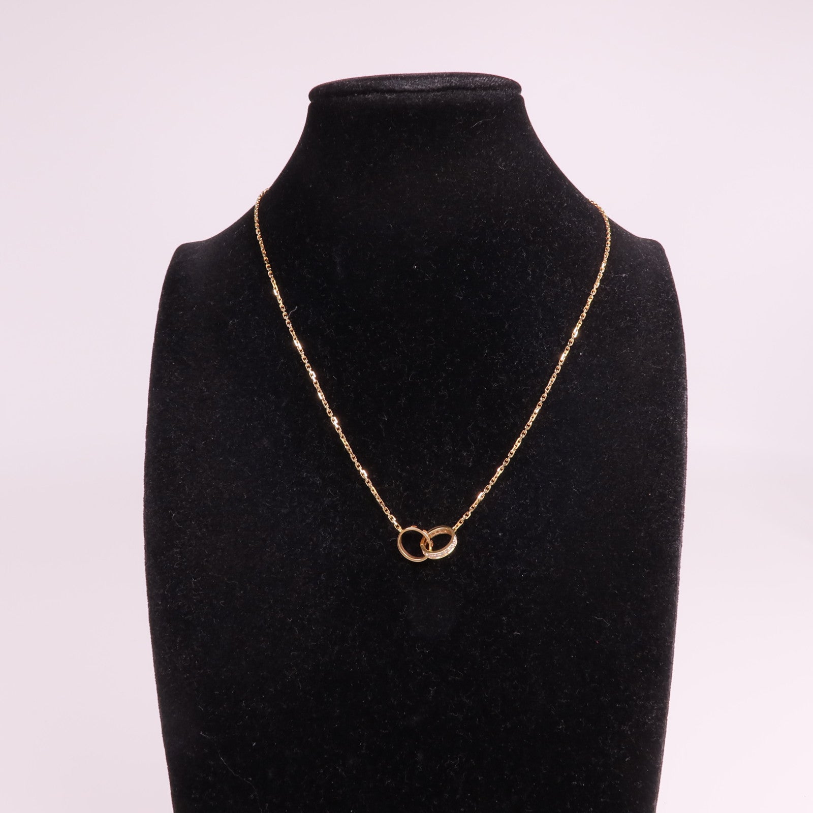 CARTIER 18K玫瑰金Love Necklace Half-Paved鑽石項鍊