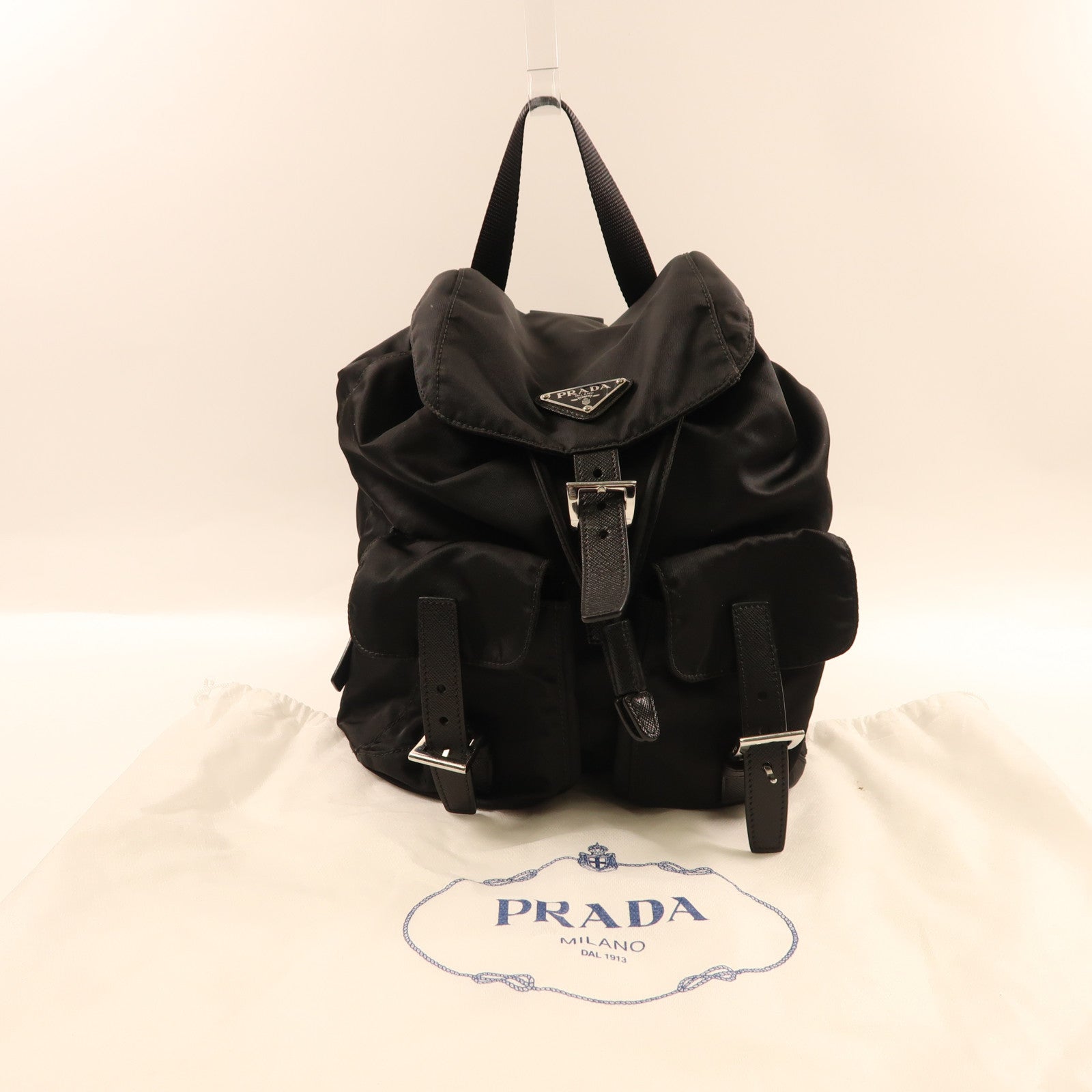 PRADA 尼龍Small Backpack銀扣背包